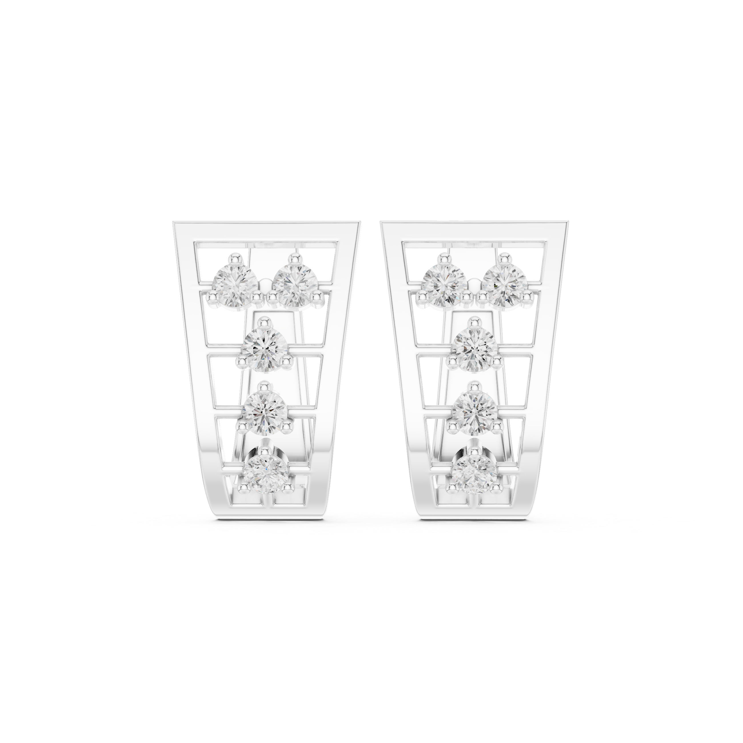 Diamond Grid-Pattern Earrings