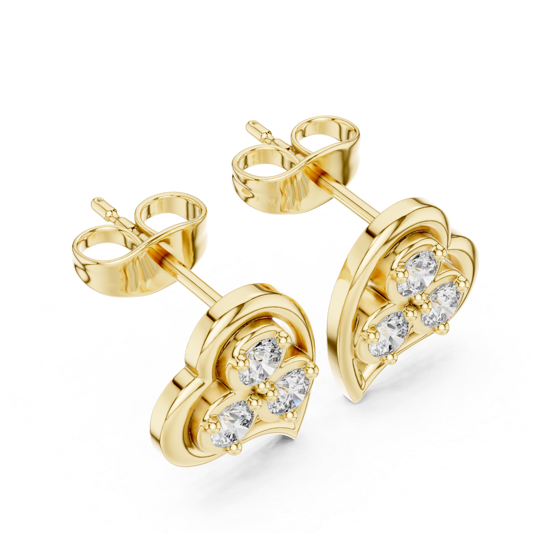 Heart-Shaped Diamond cluster Stud Earrings.