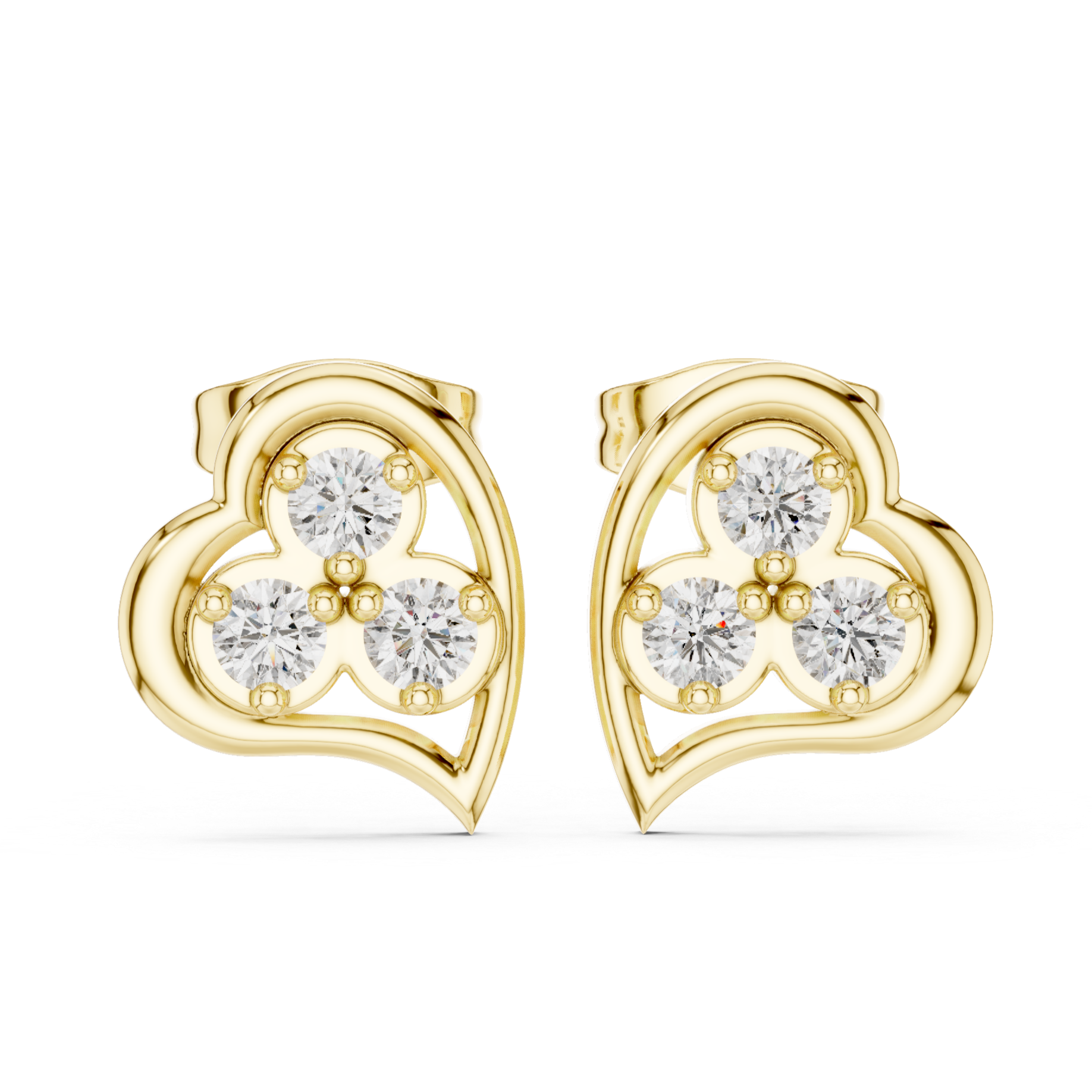 Heart-Shaped Diamond cluster Stud Earrings.