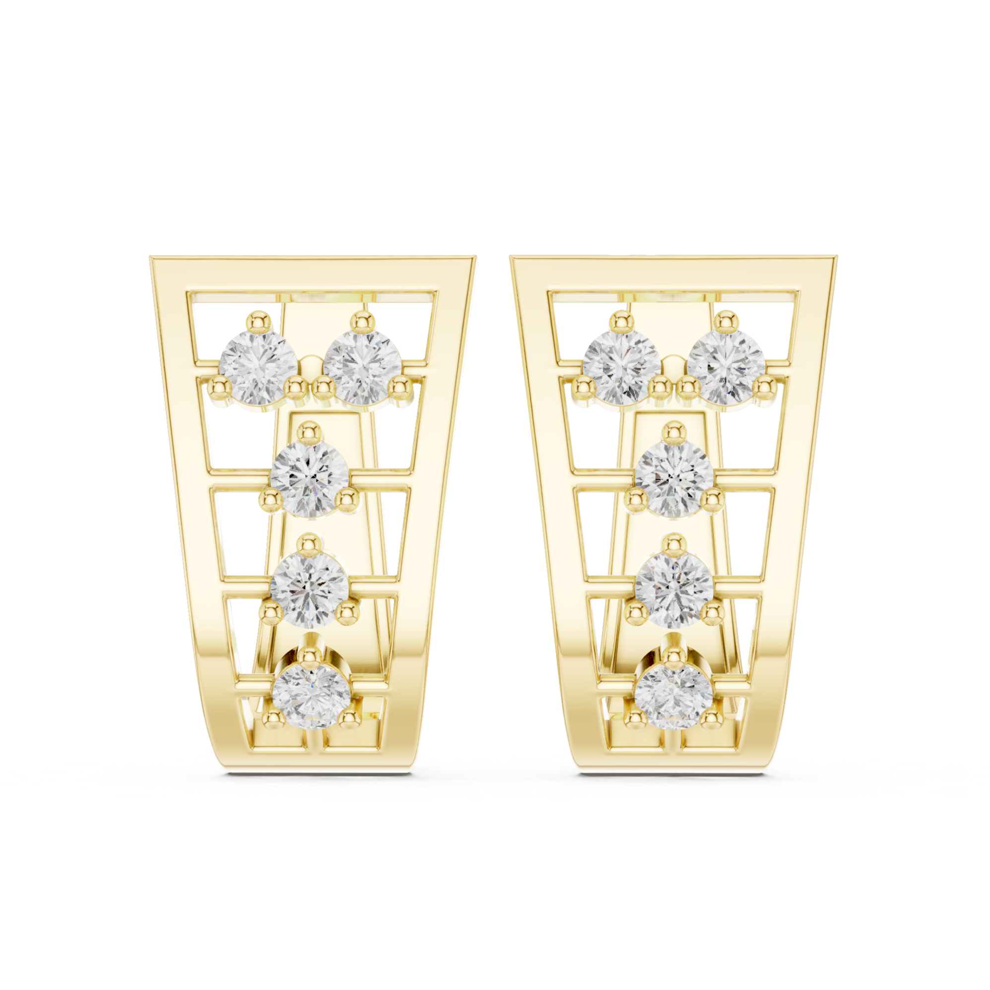 Diamond Grid-Pattern Earrings