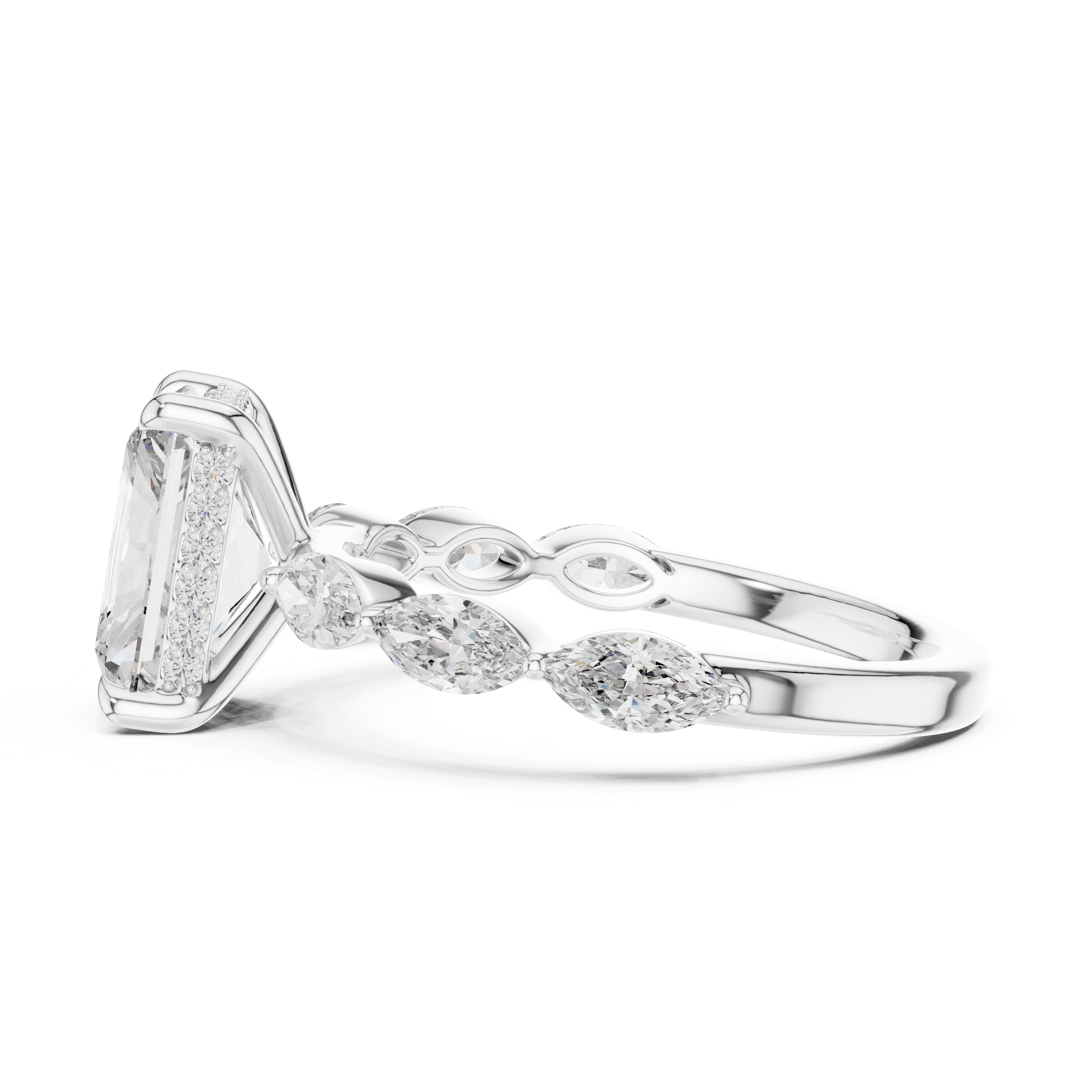 Emerald-Cut Diamond Halo Ring