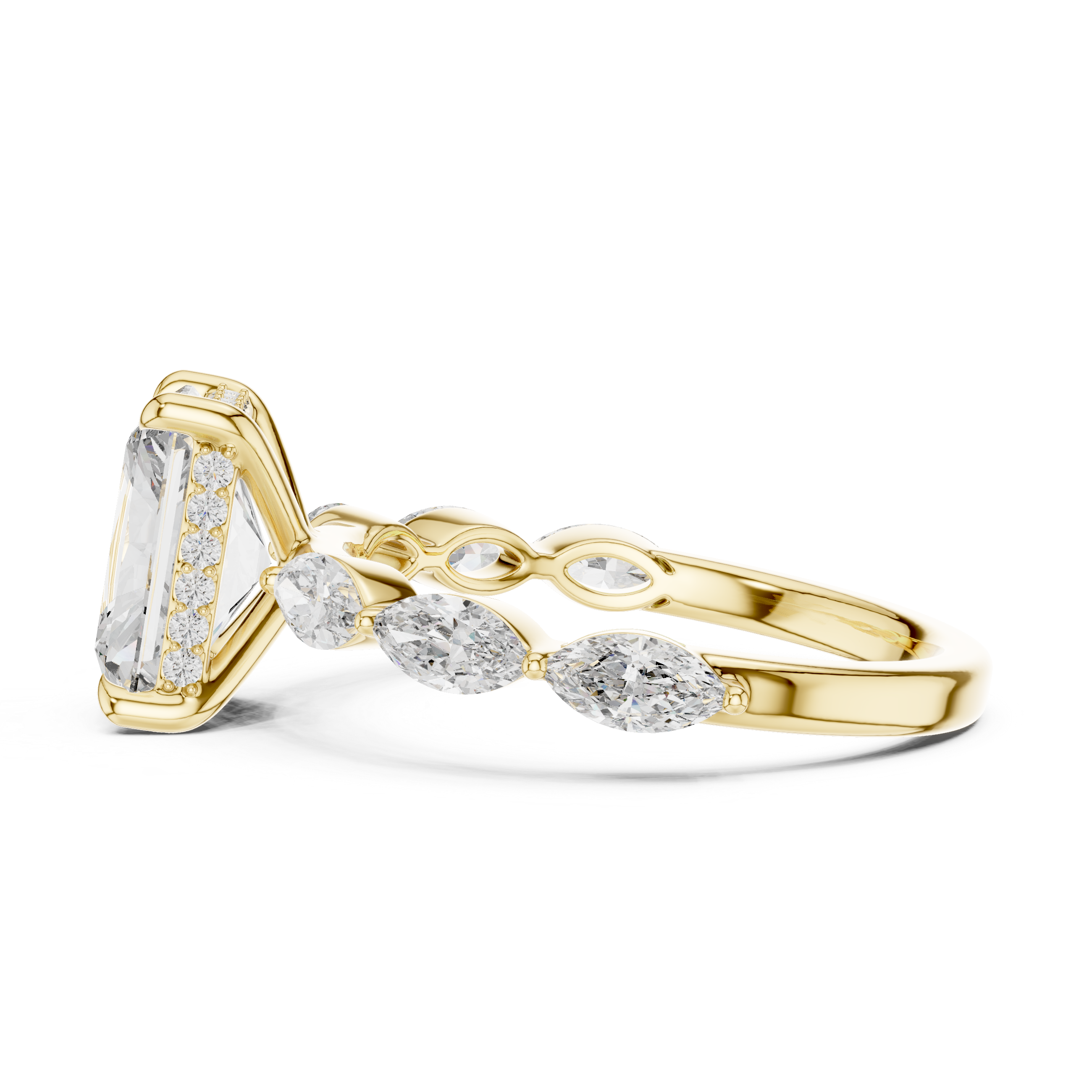 Emerald-Cut Diamond Halo Ring