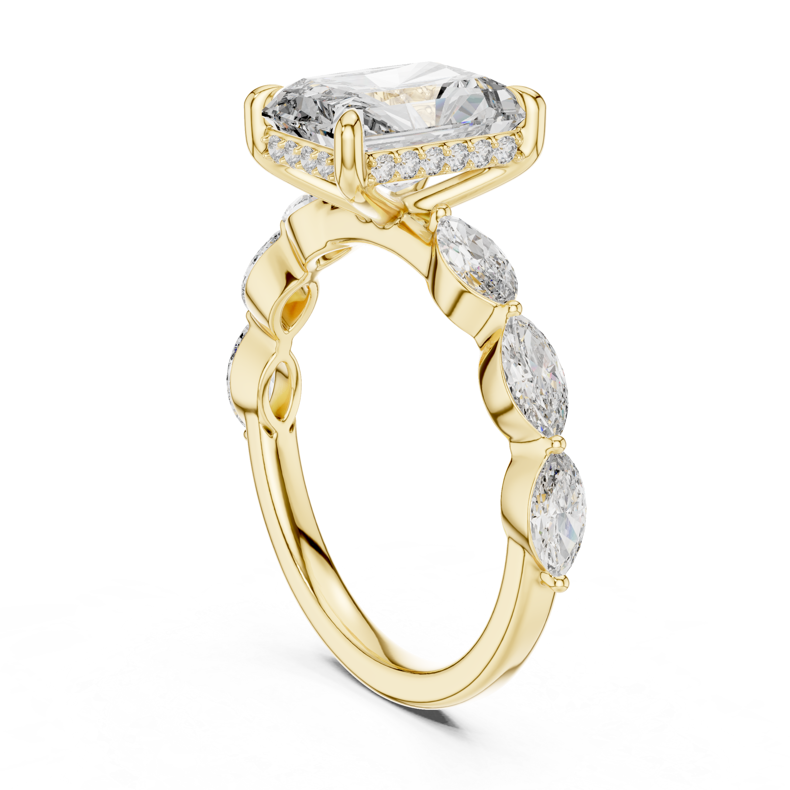 Emerald-Cut Diamond Halo Ring