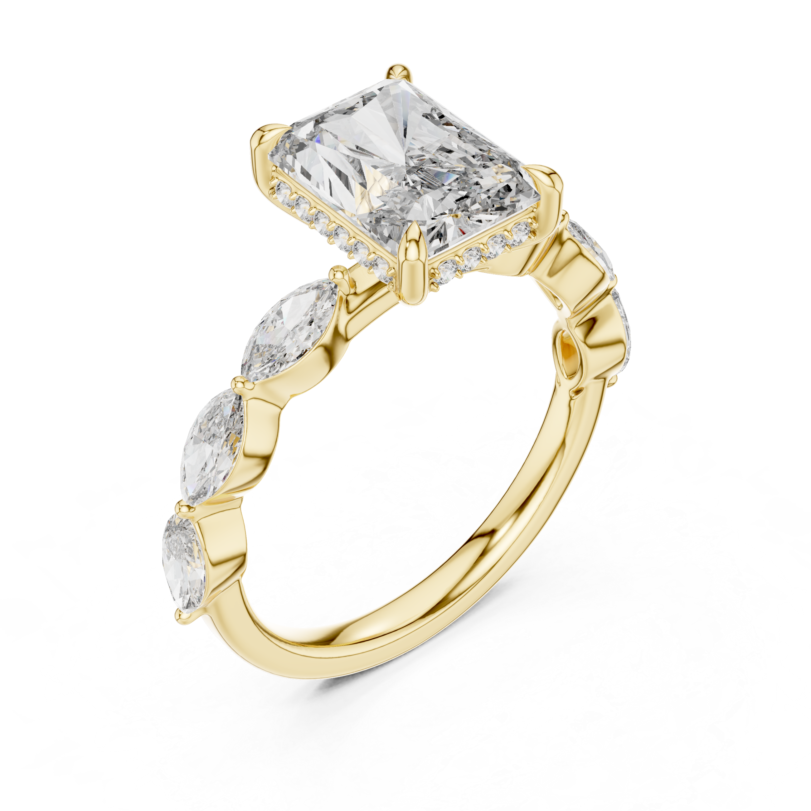 Emerald-Cut Diamond Halo Ring