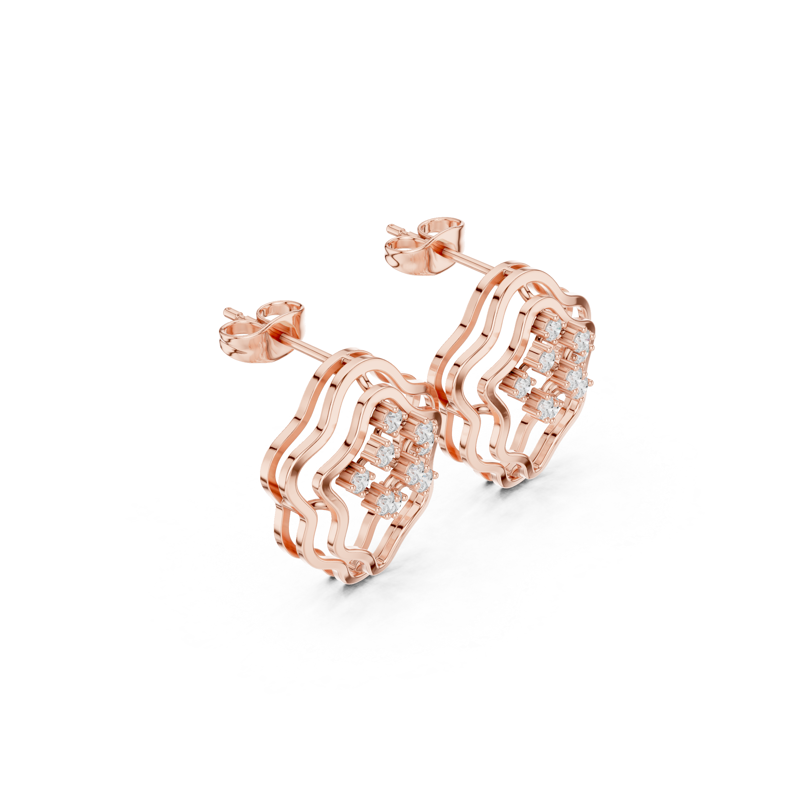 Floral Lattice Diamond Earrings