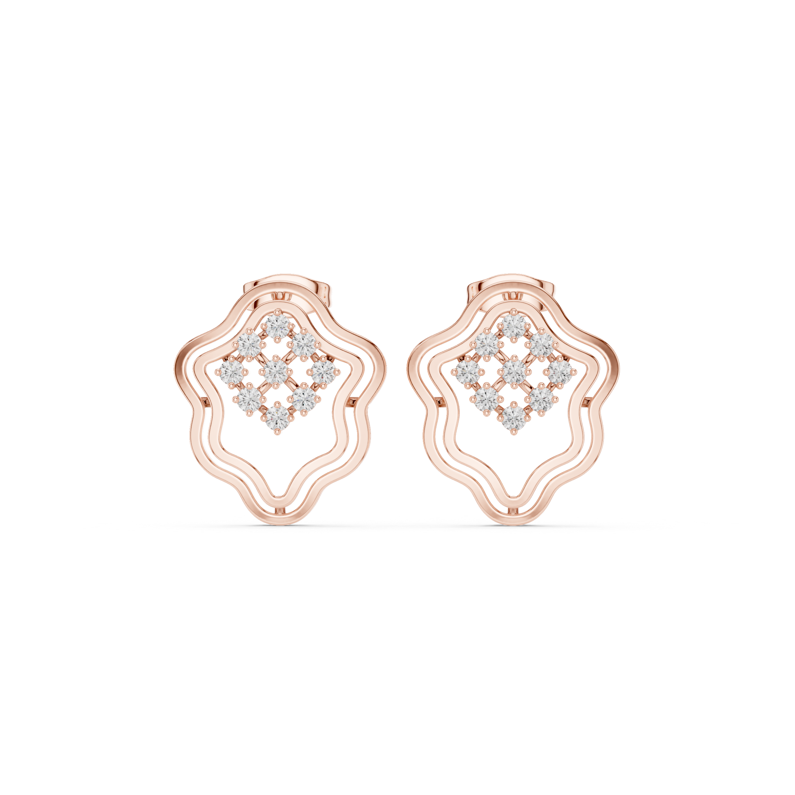 Floral Lattice Diamond Earrings