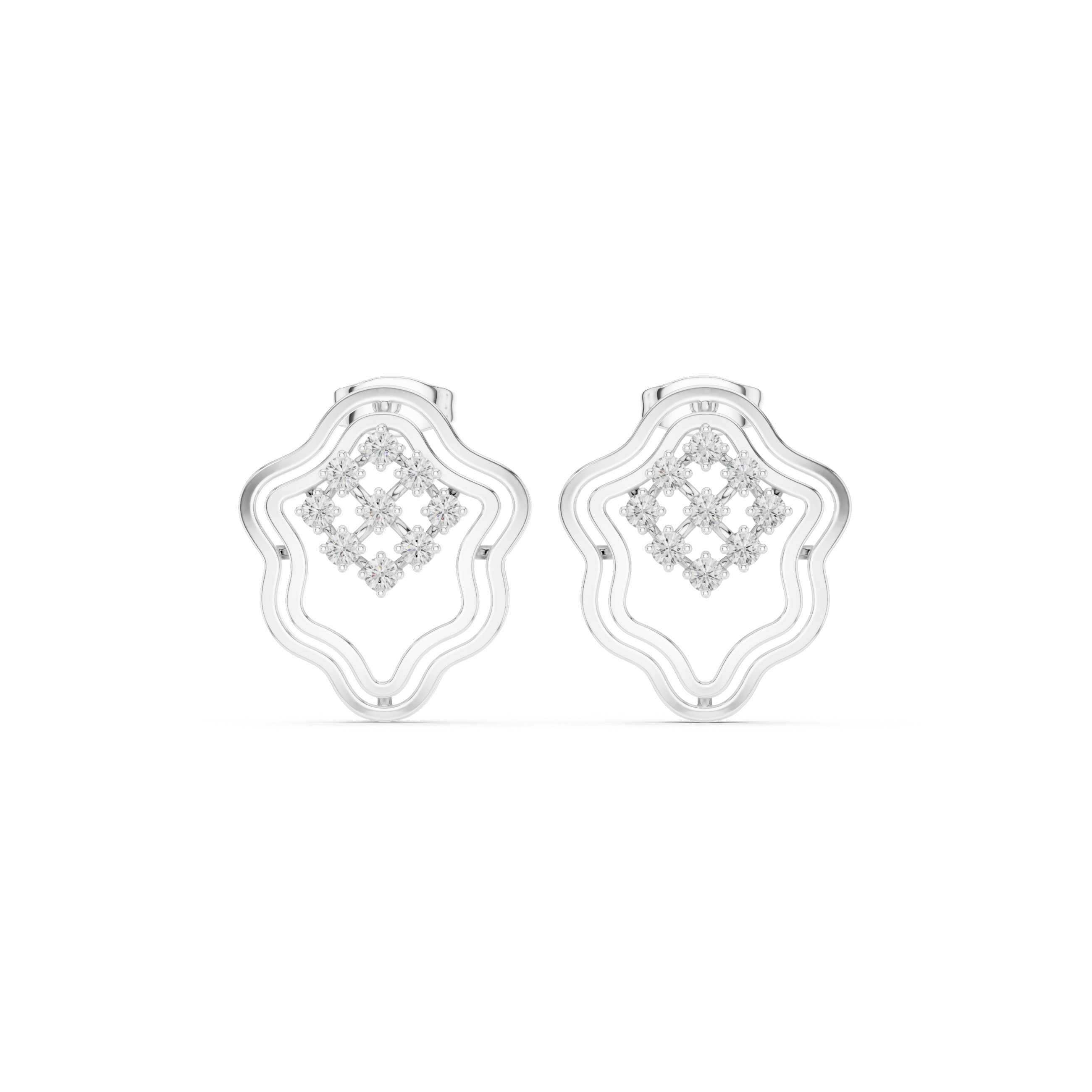 Floral Lattice Diamond Earrings