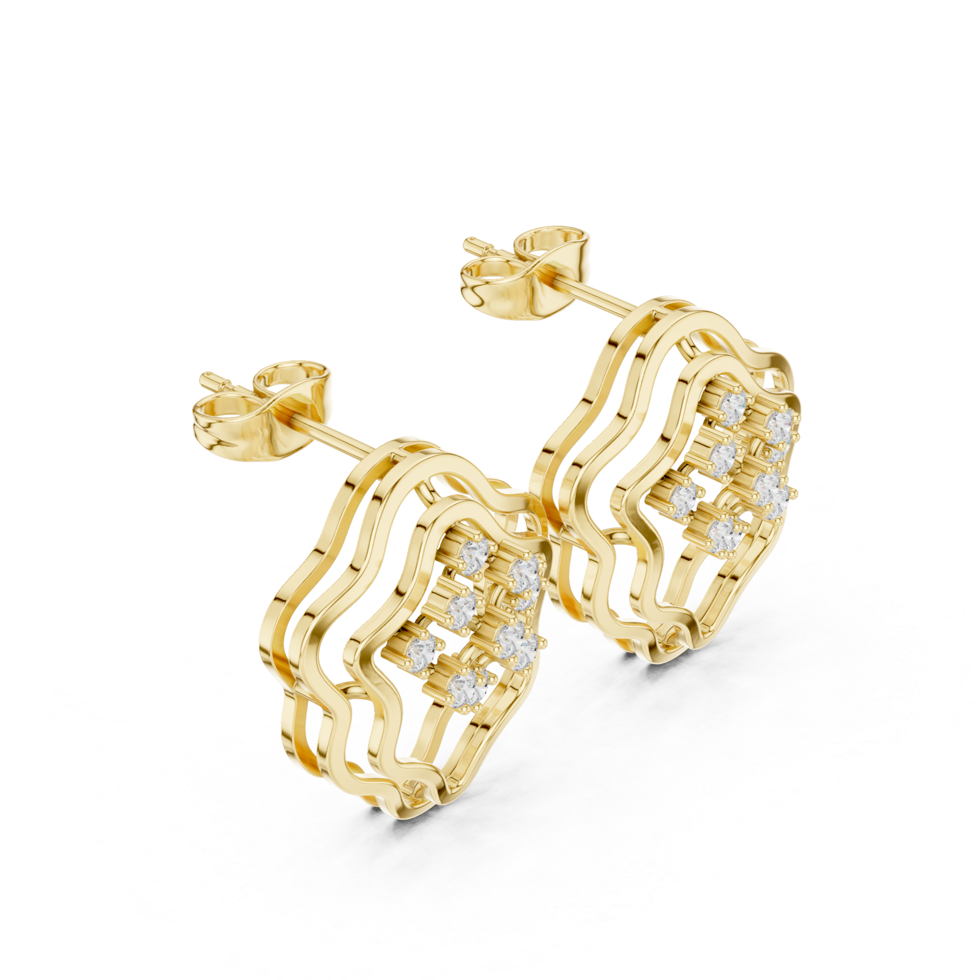 Floral Lattice Diamond Earrings