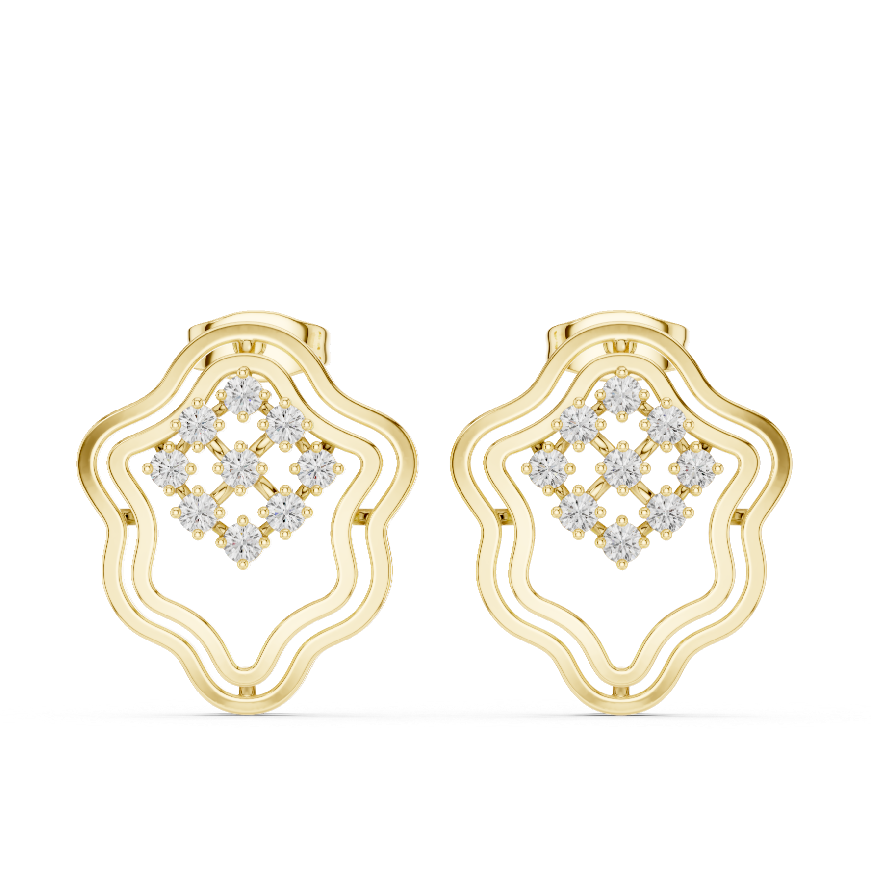 Floral Lattice Diamond Earrings