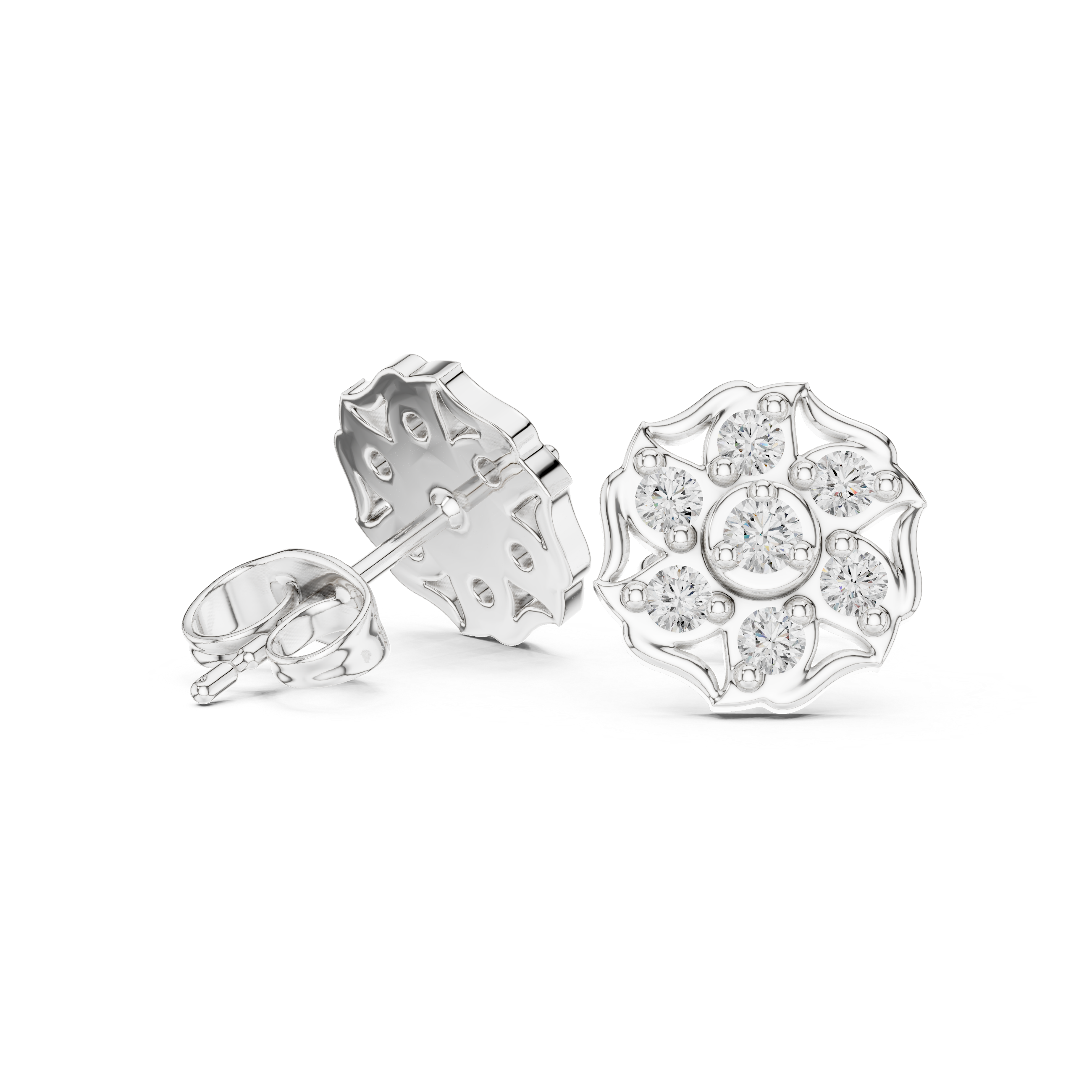 Vintage Floral Diamond Studs