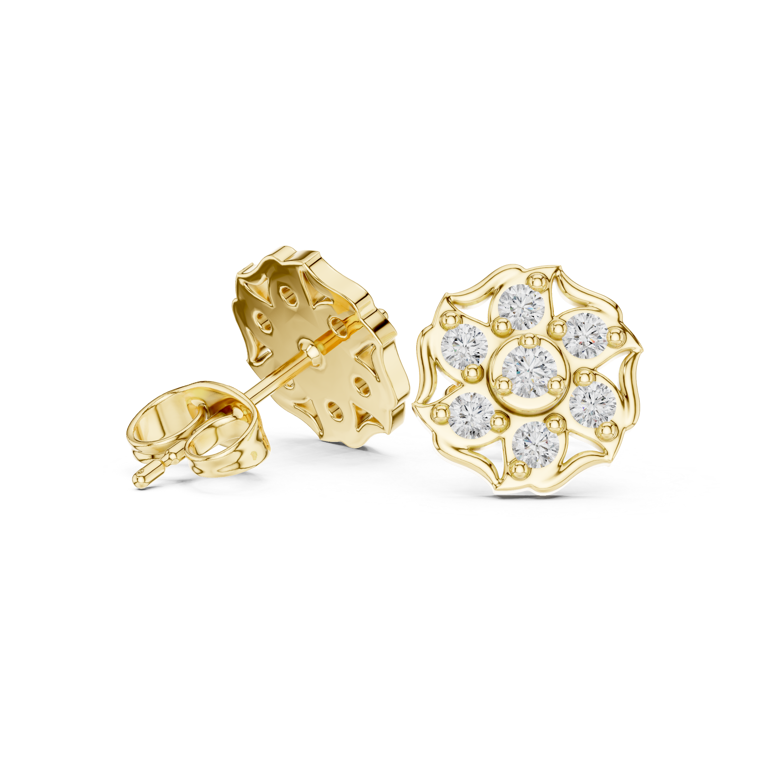 Vintage Floral Diamond Studs