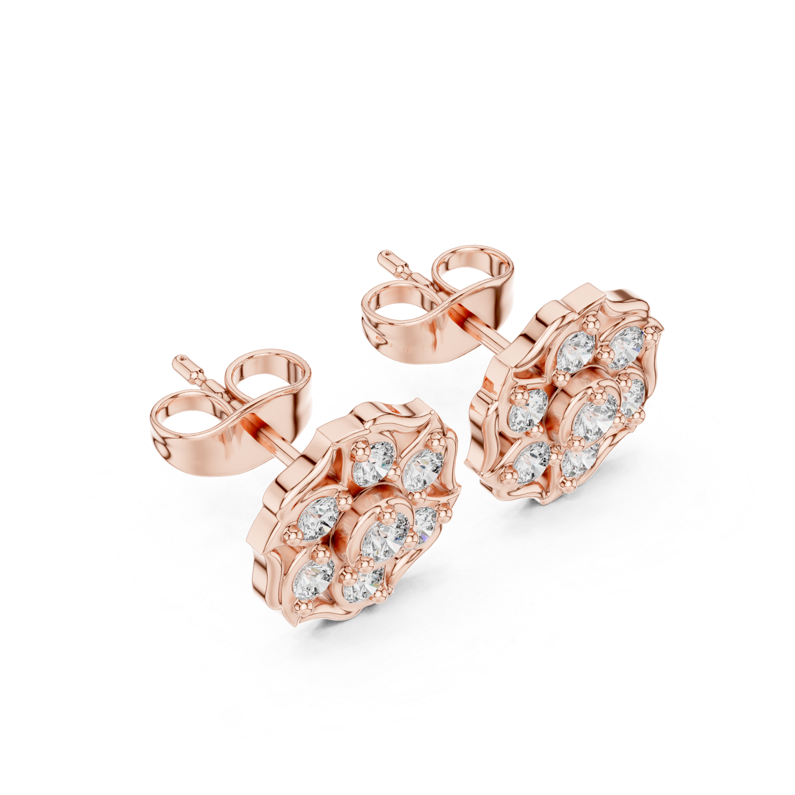 Vintage Floral Diamond Studs
