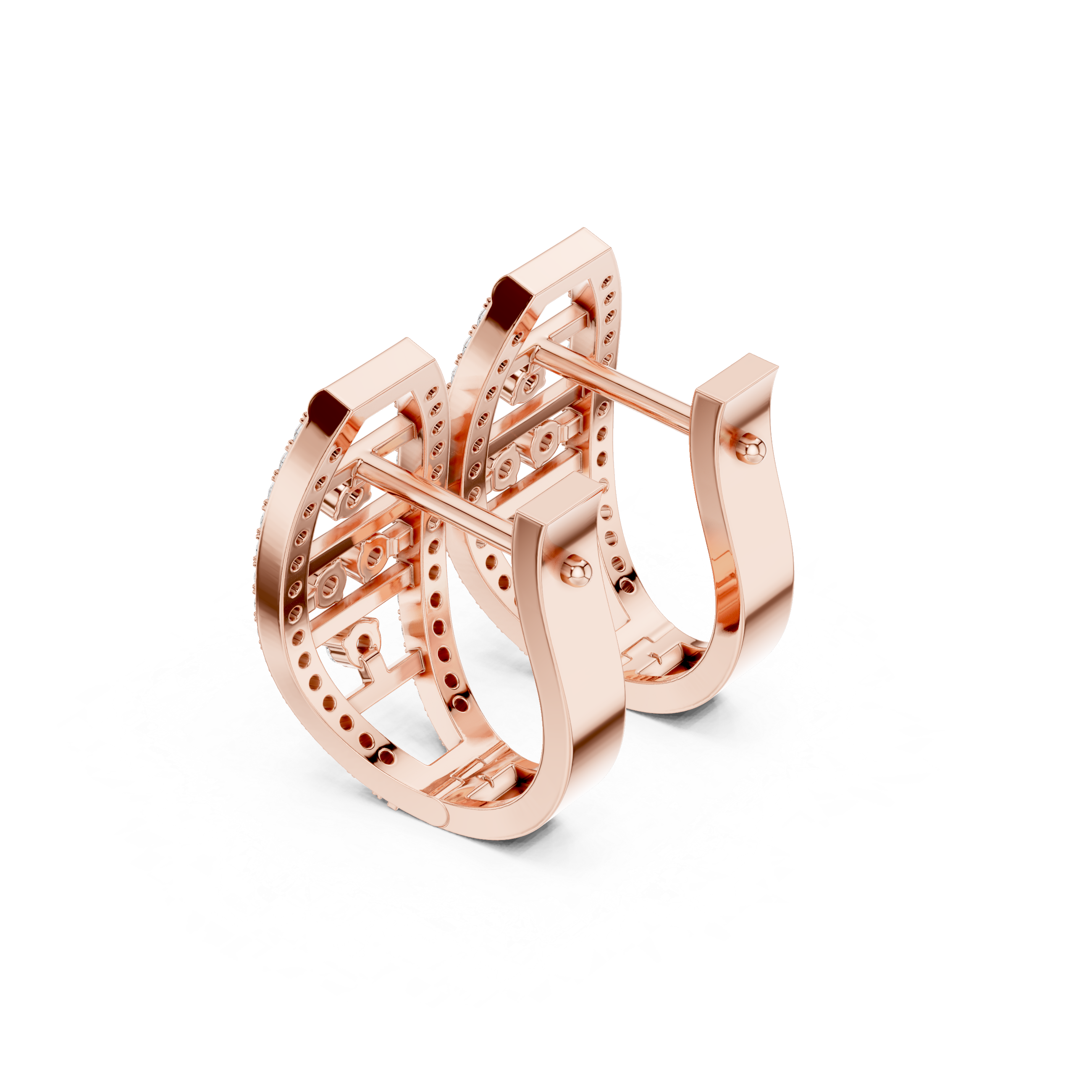 Diamond Grid Hoop Earrings
