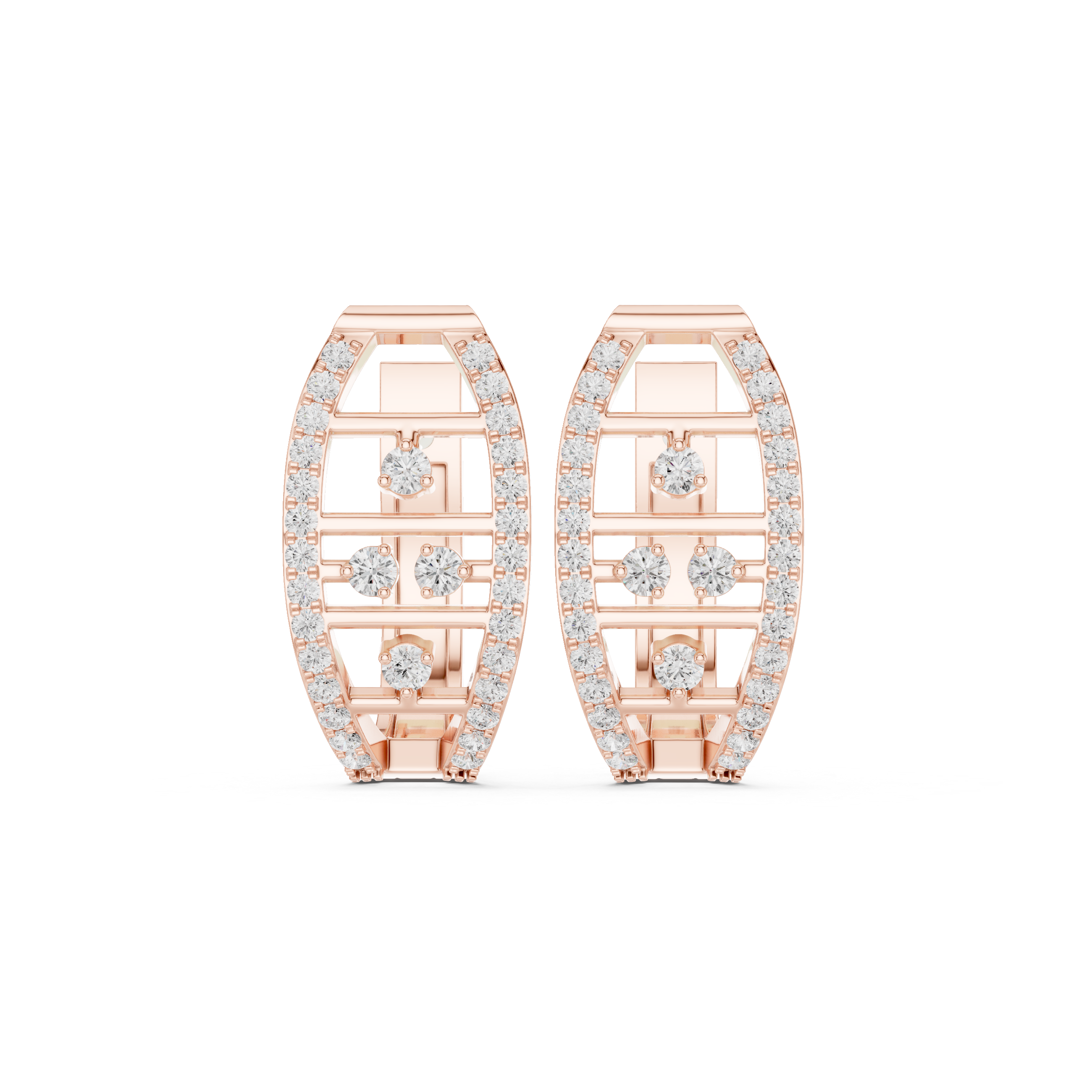 Diamond Grid Hoop Earrings