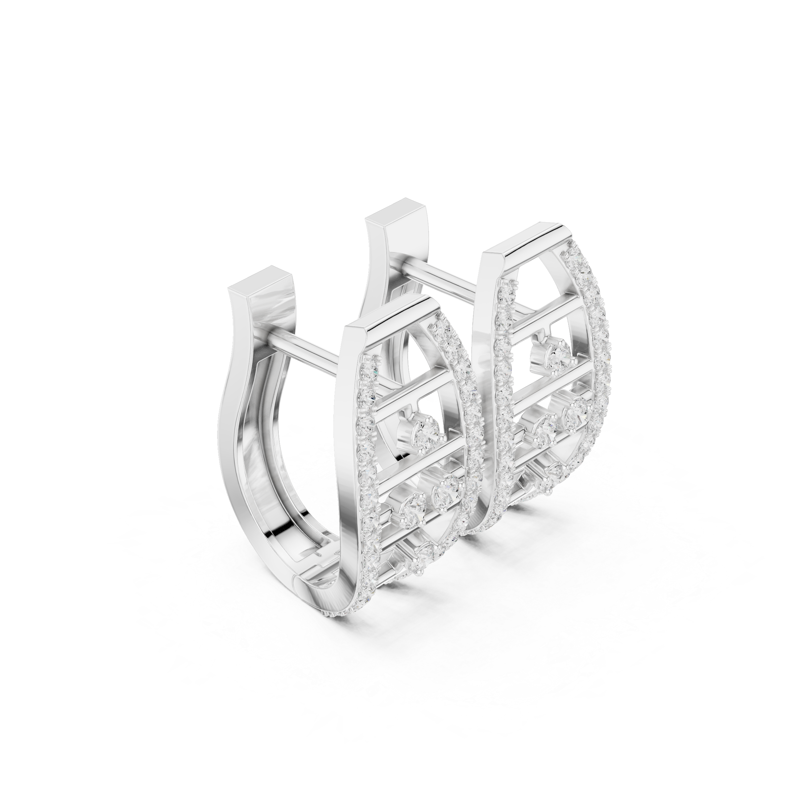 Diamond Grid Hoop Earrings