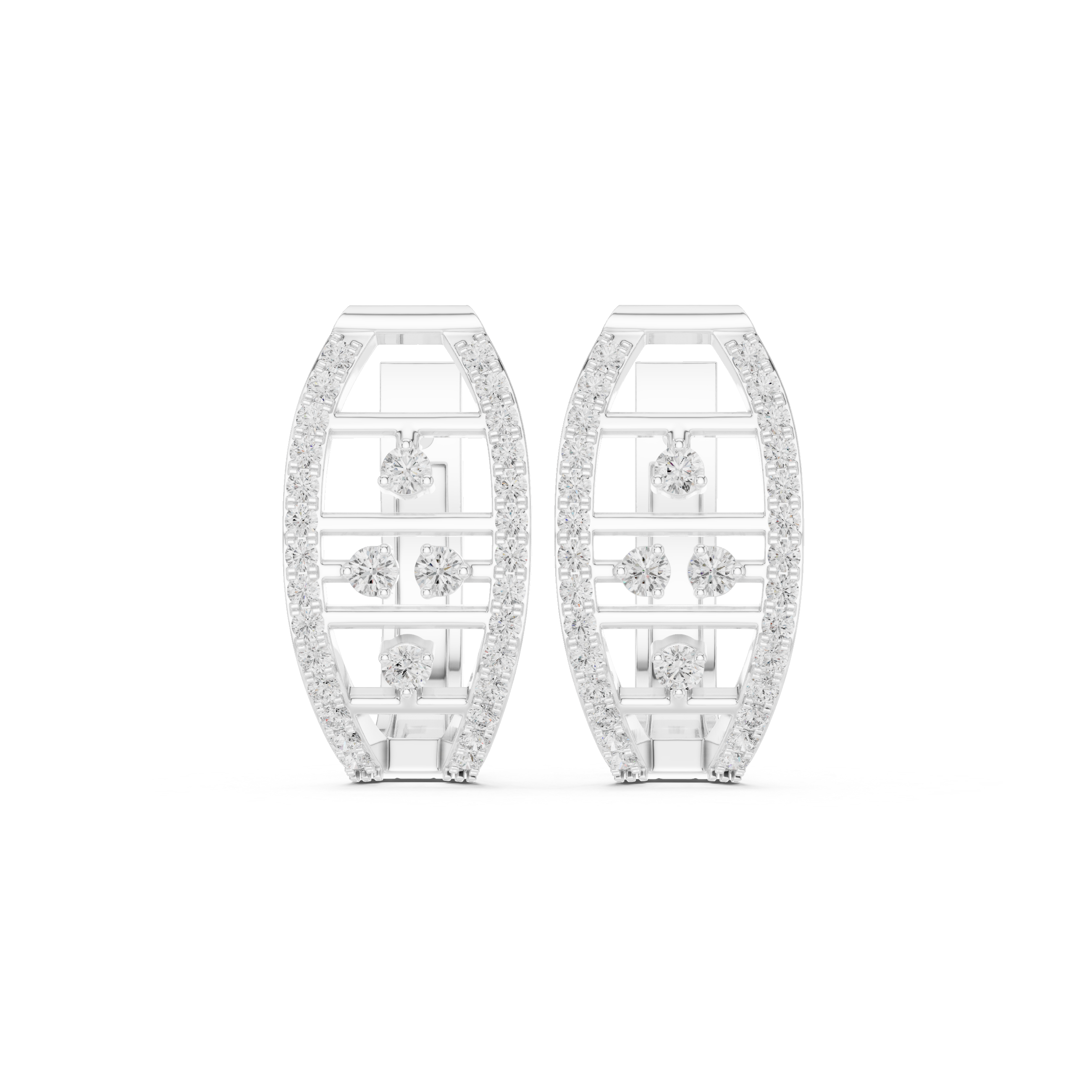 Diamond Grid Hoop Earrings