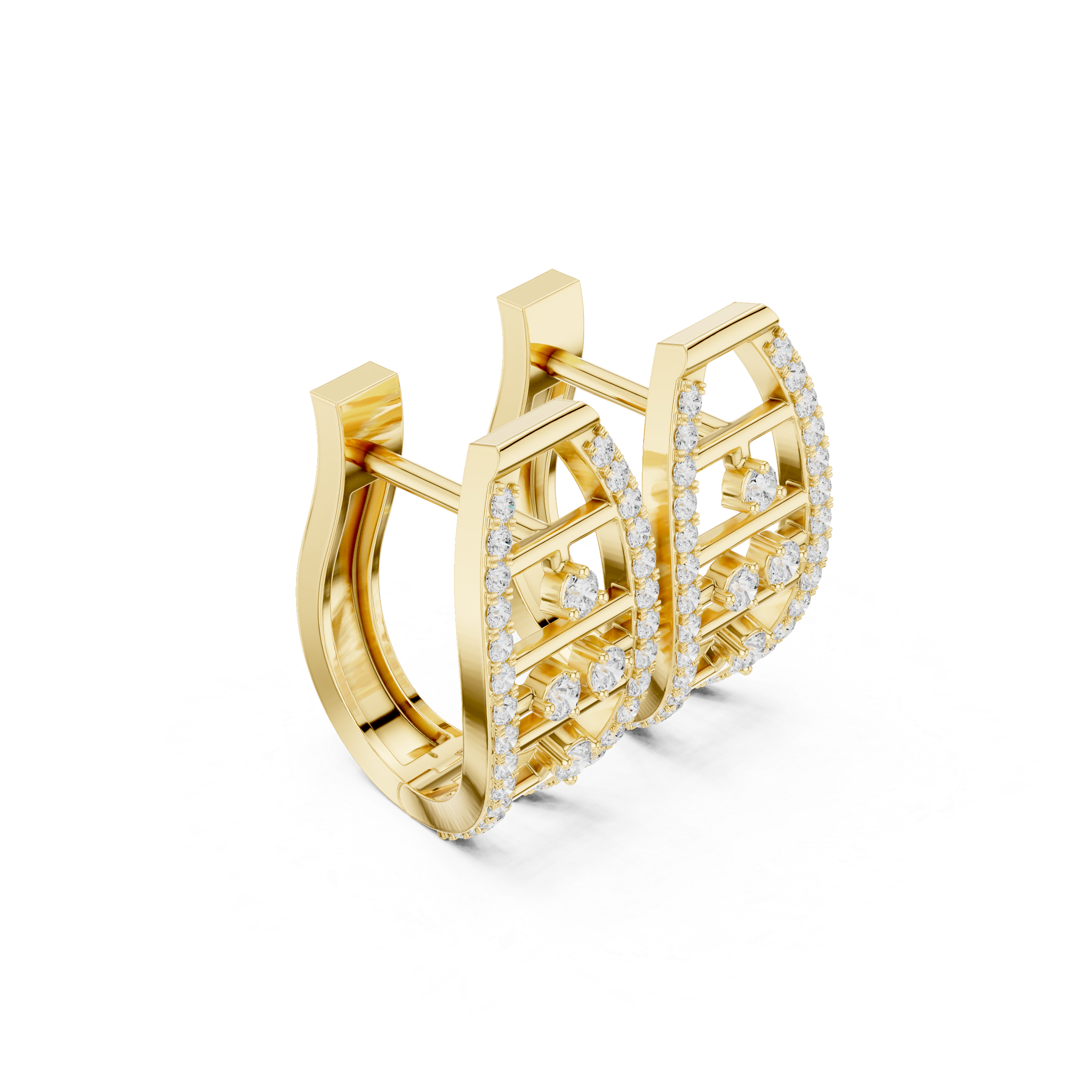 Diamond Grid Hoop Earrings
