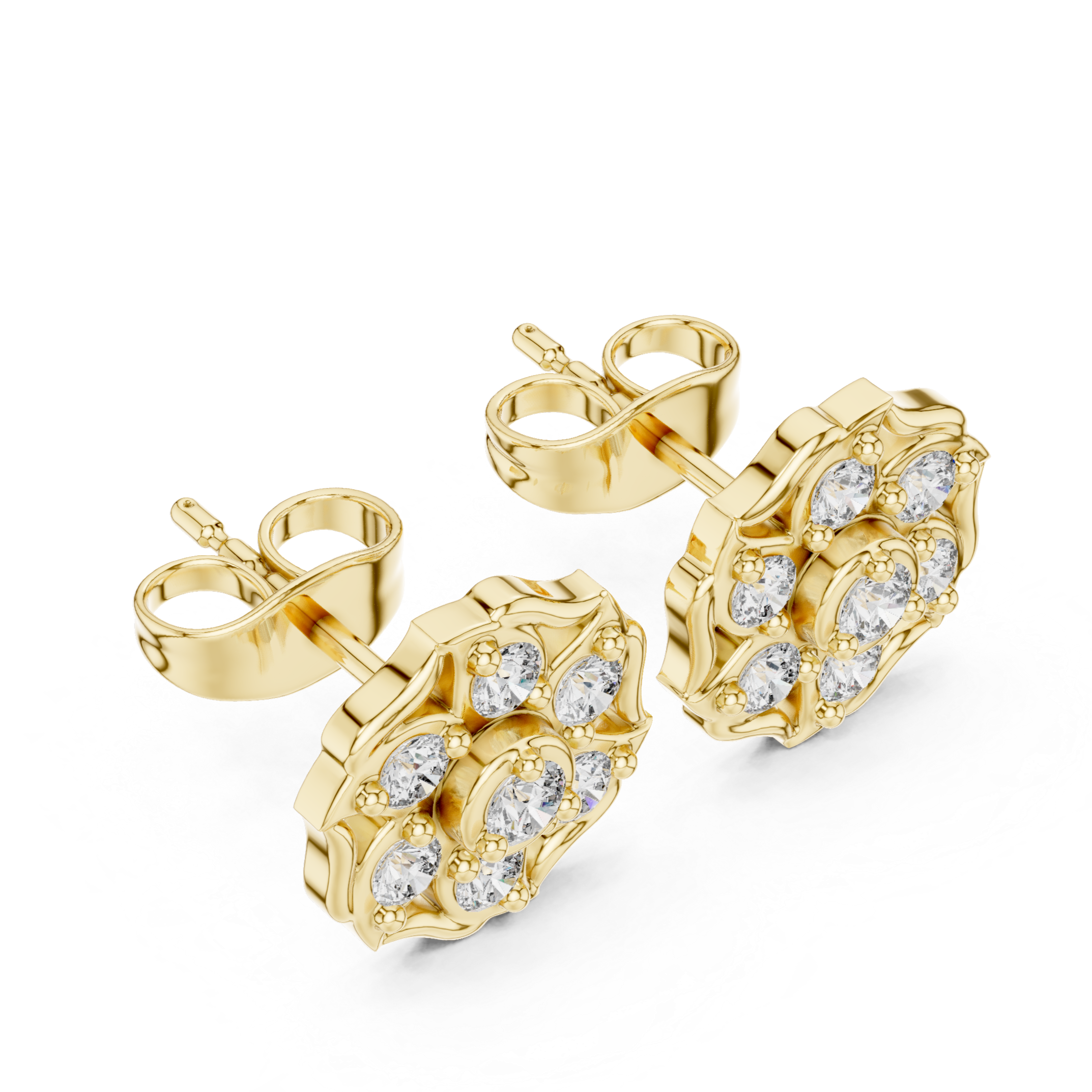 Vintage Floral Diamond Studs