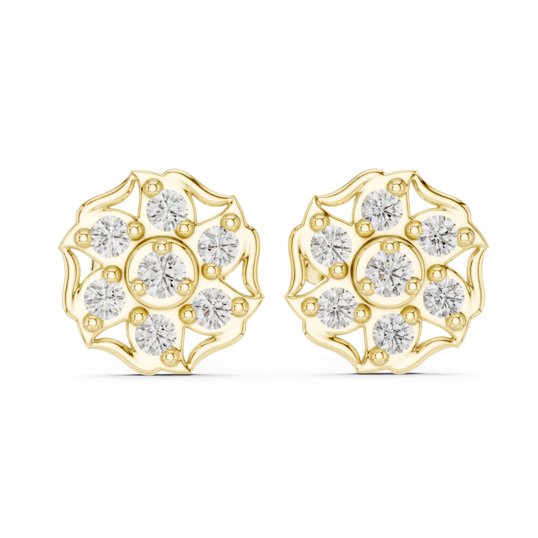Vintage Floral Diamond Studs
