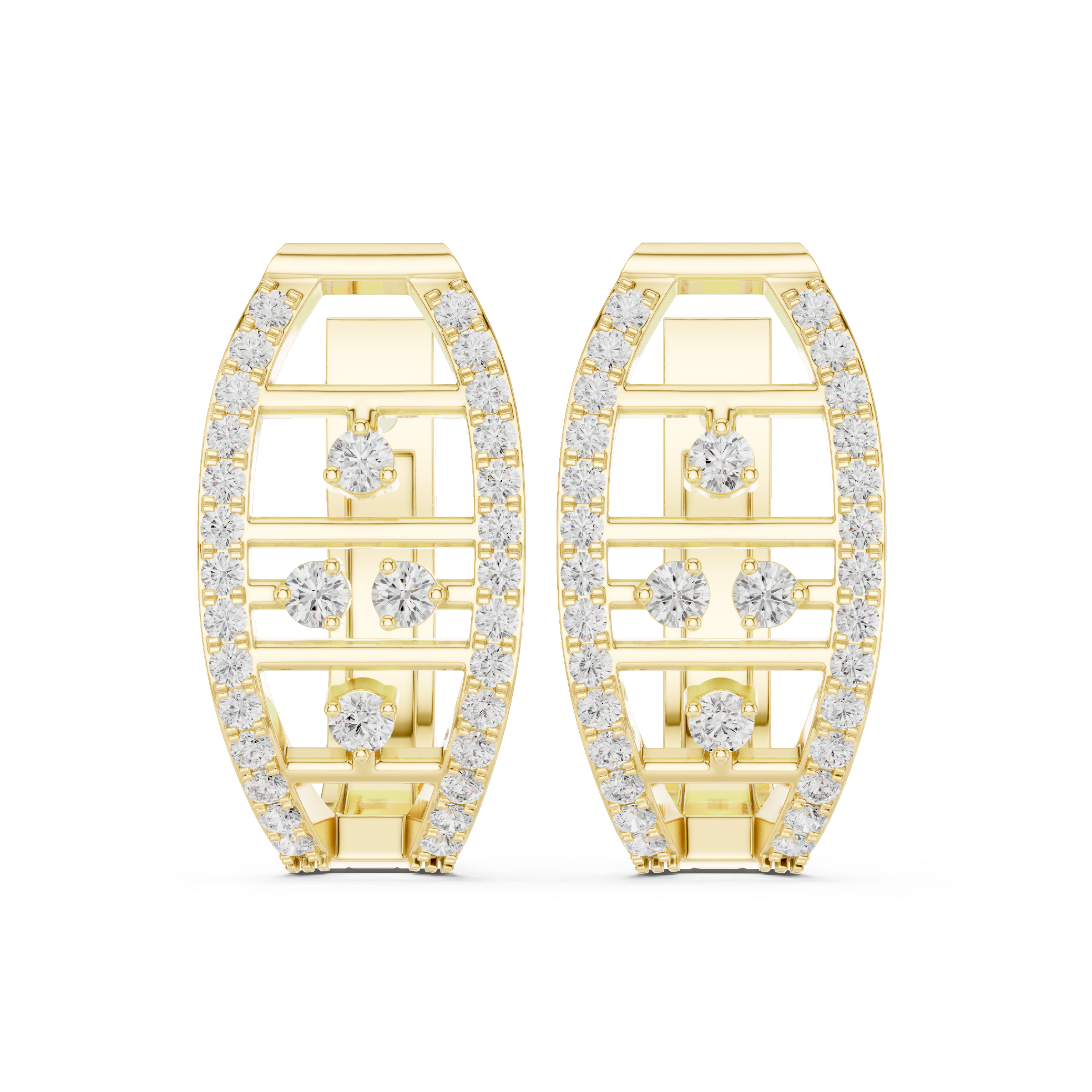 Diamond Grid Hoop Earrings