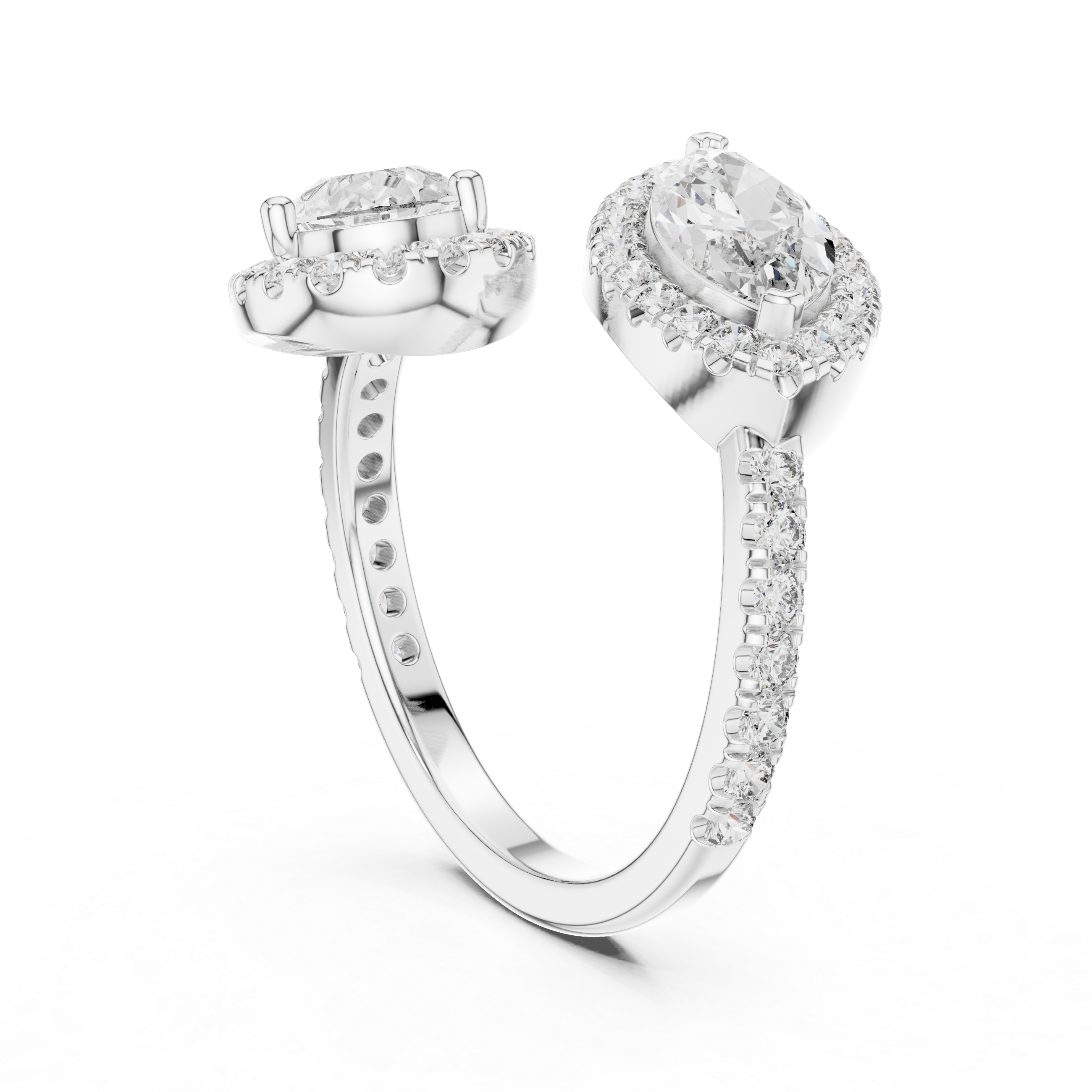 Twin Halo Pear Diamond Ring
