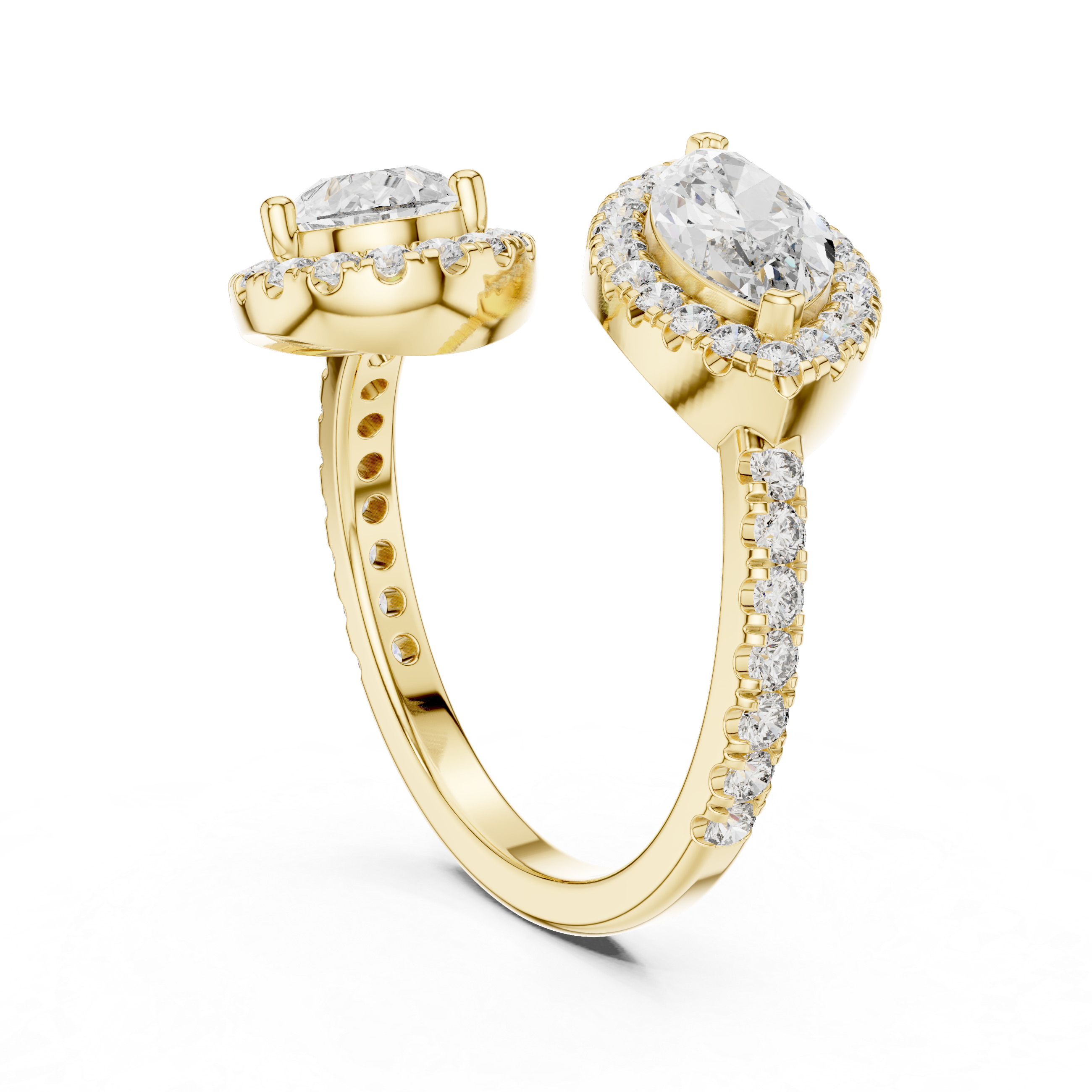 Twin Halo Pear Diamond Ring