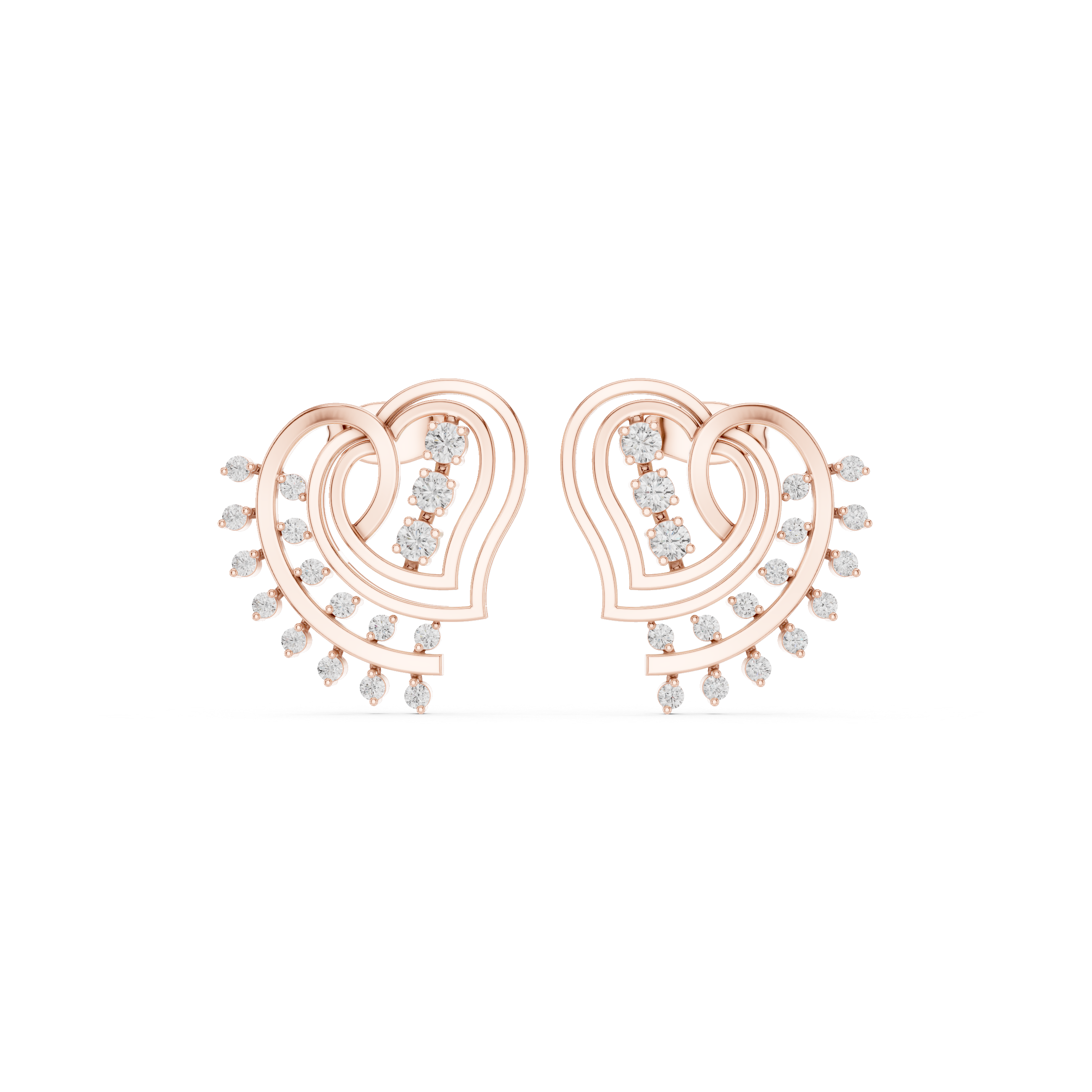 Diamond Heart Swirl Earrings