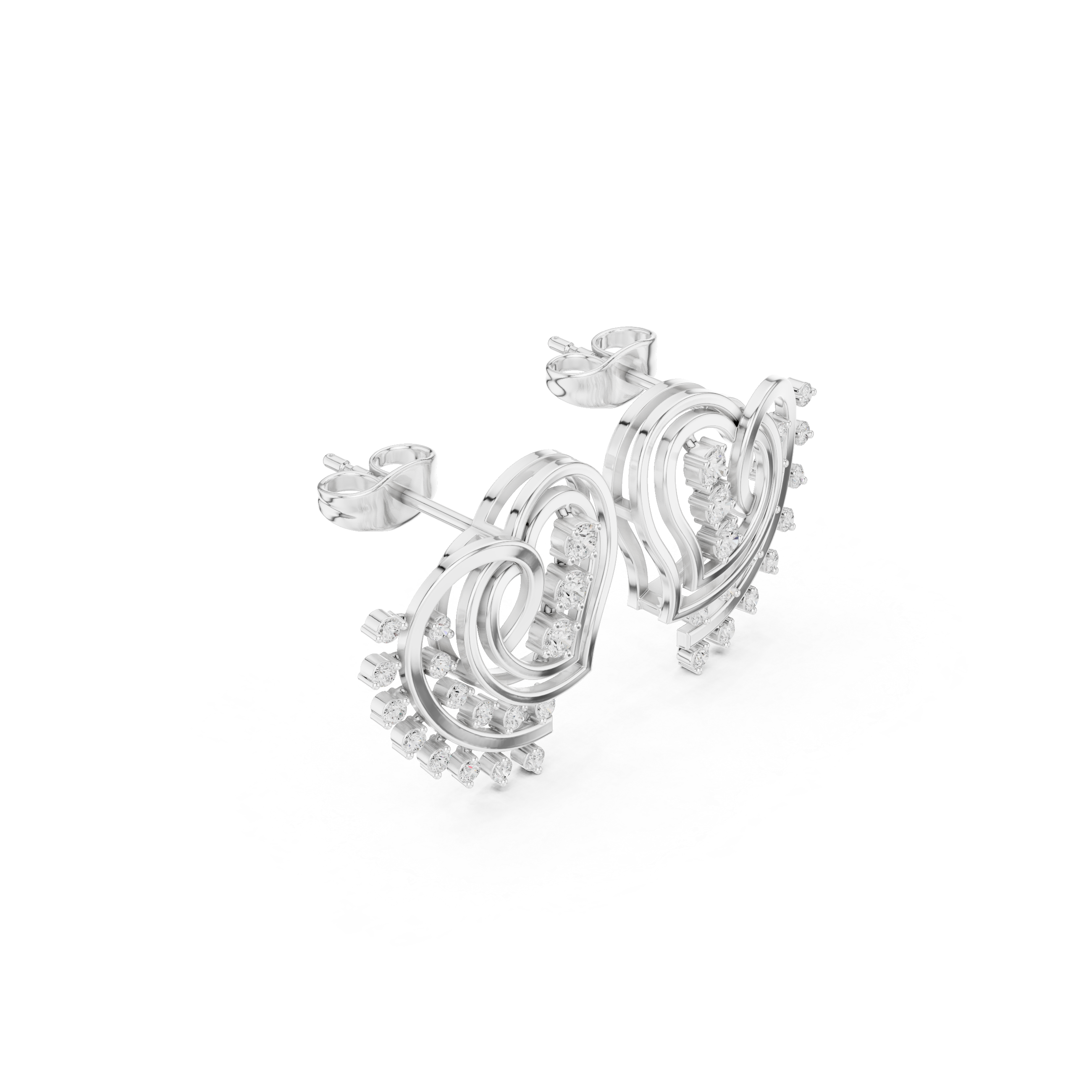 Diamond Heart Swirl Earrings