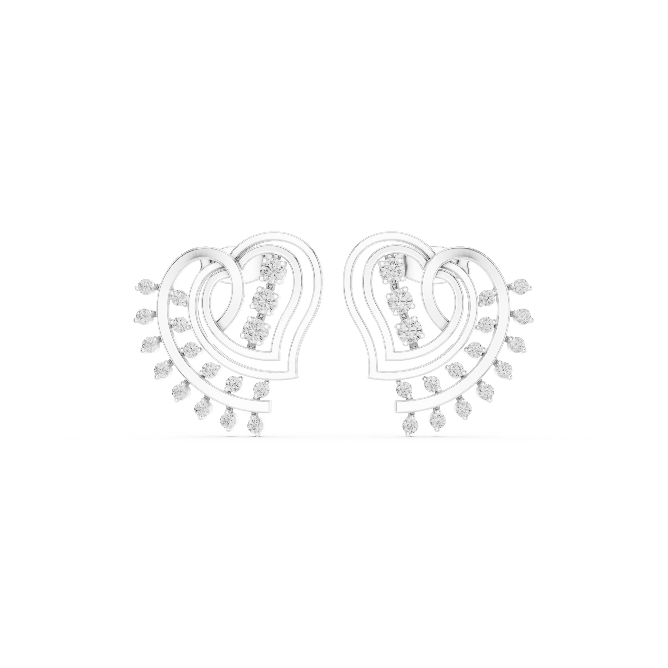 Diamond Heart Swirl Earrings