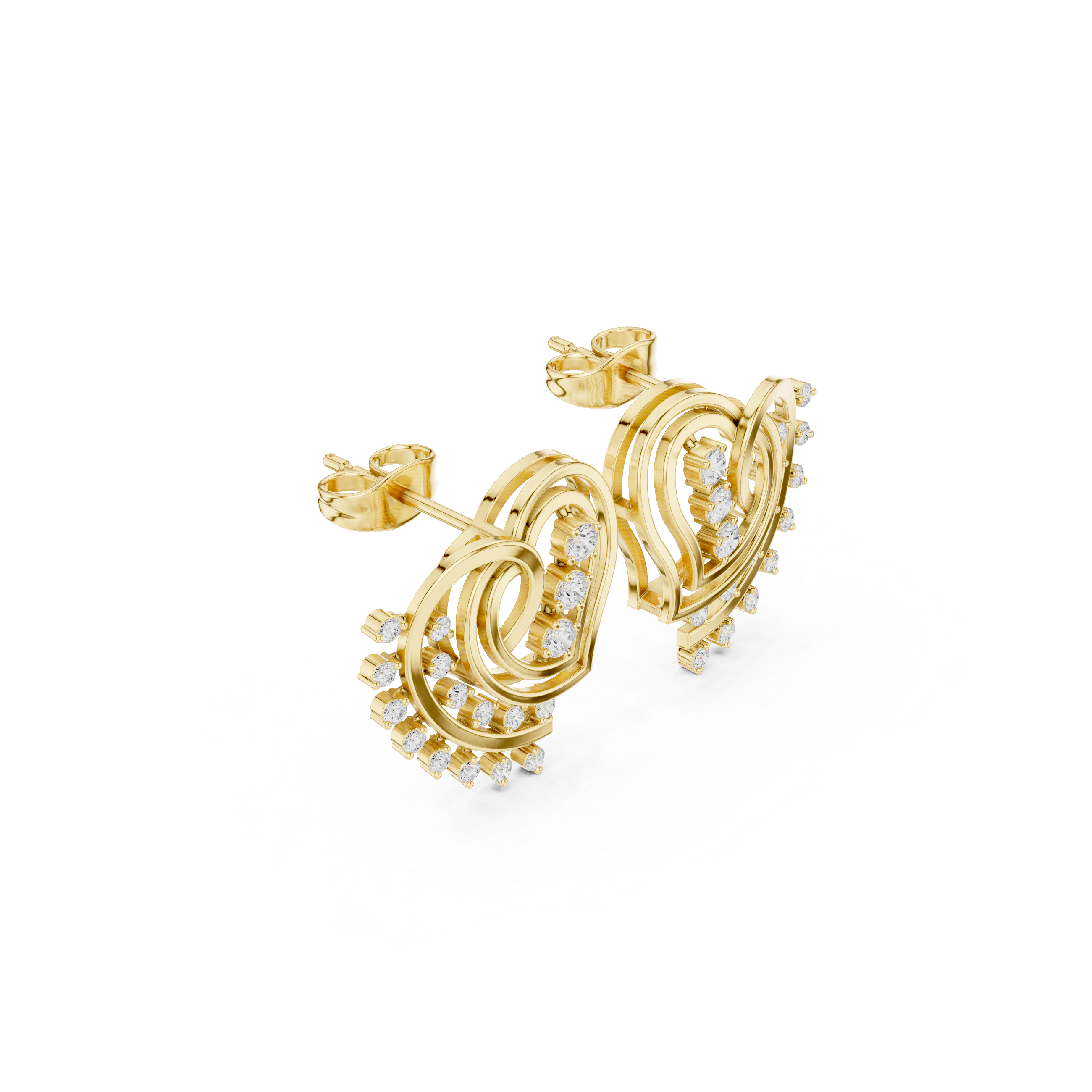 Diamond Heart Swirl Earrings