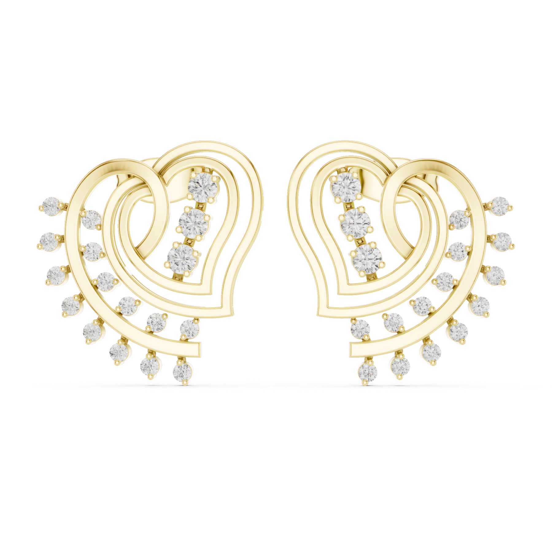 Diamond Heart Swirl Earrings