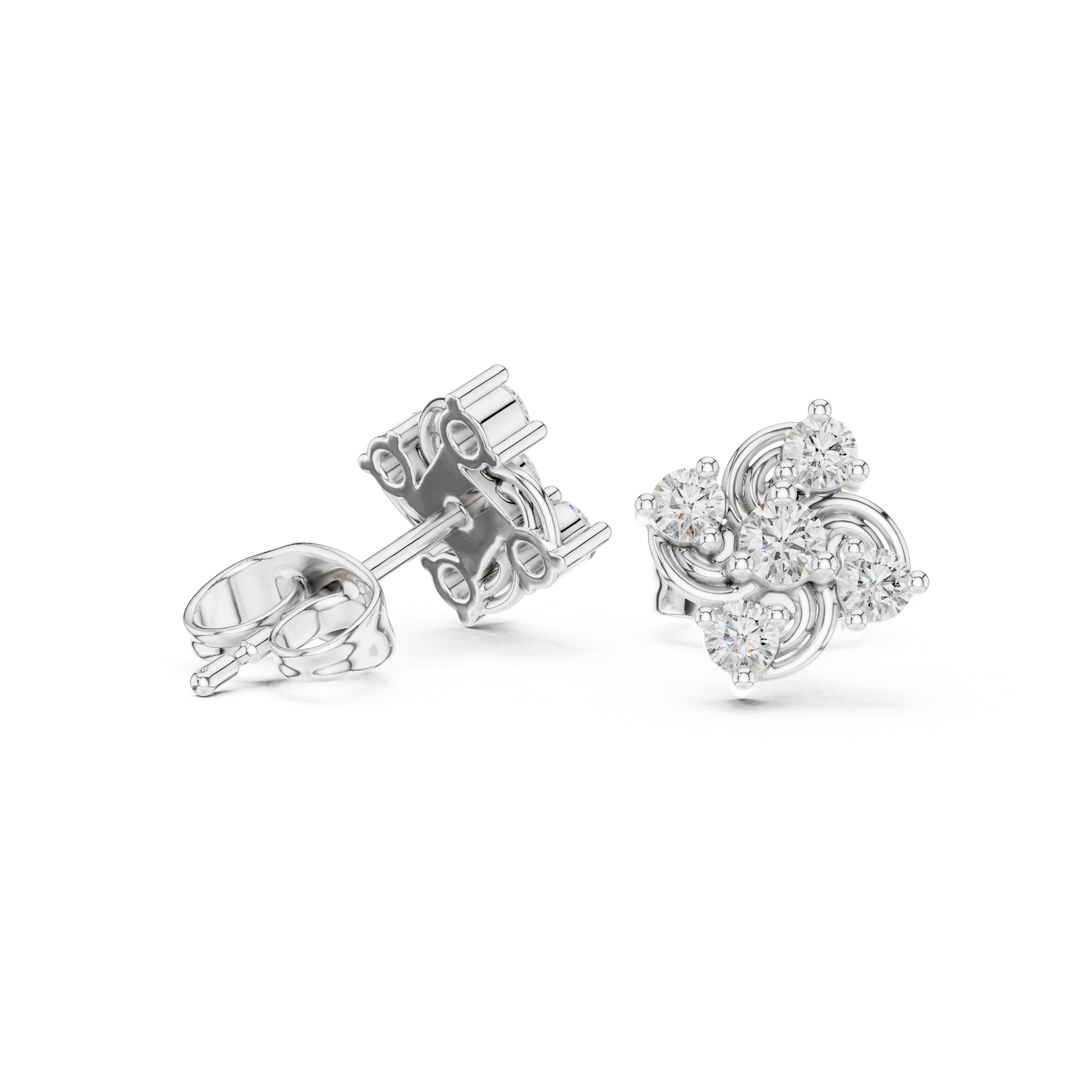 Geometric cluster Diamond Stud Earrings.