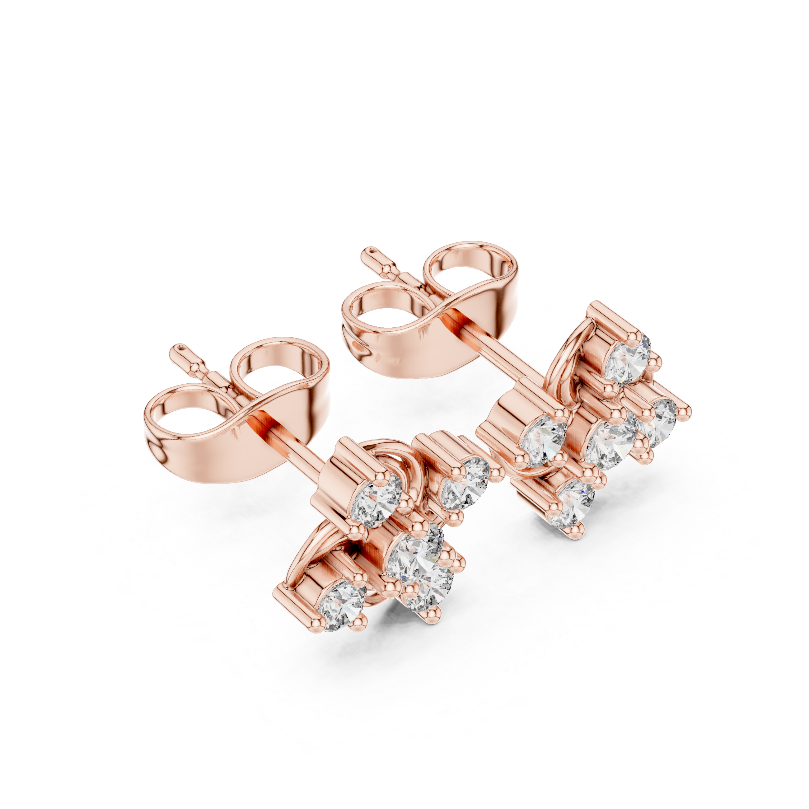 Geometric cluster Diamond Stud Earrings.