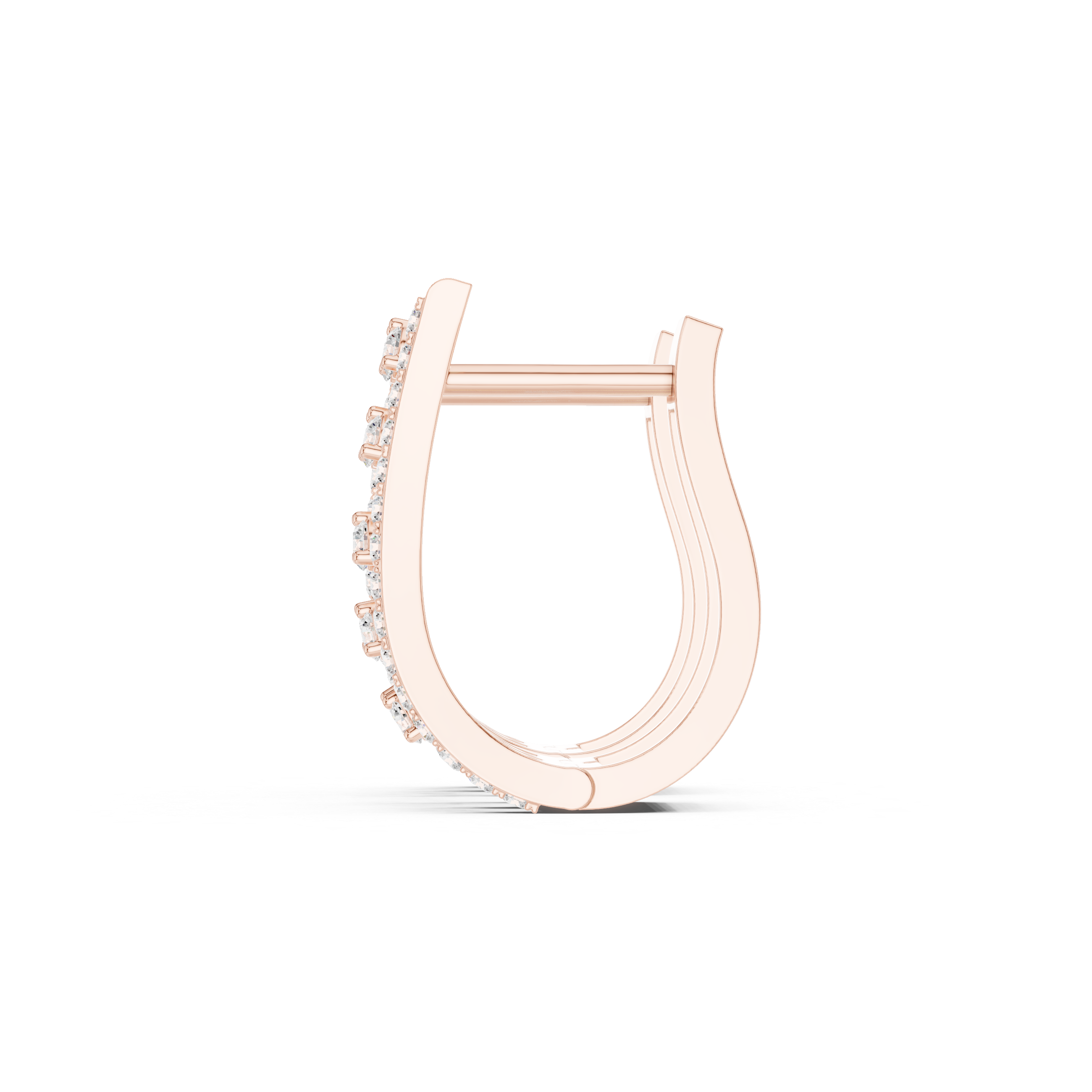 Diamond Hoop Earrings with Triple Row Design
