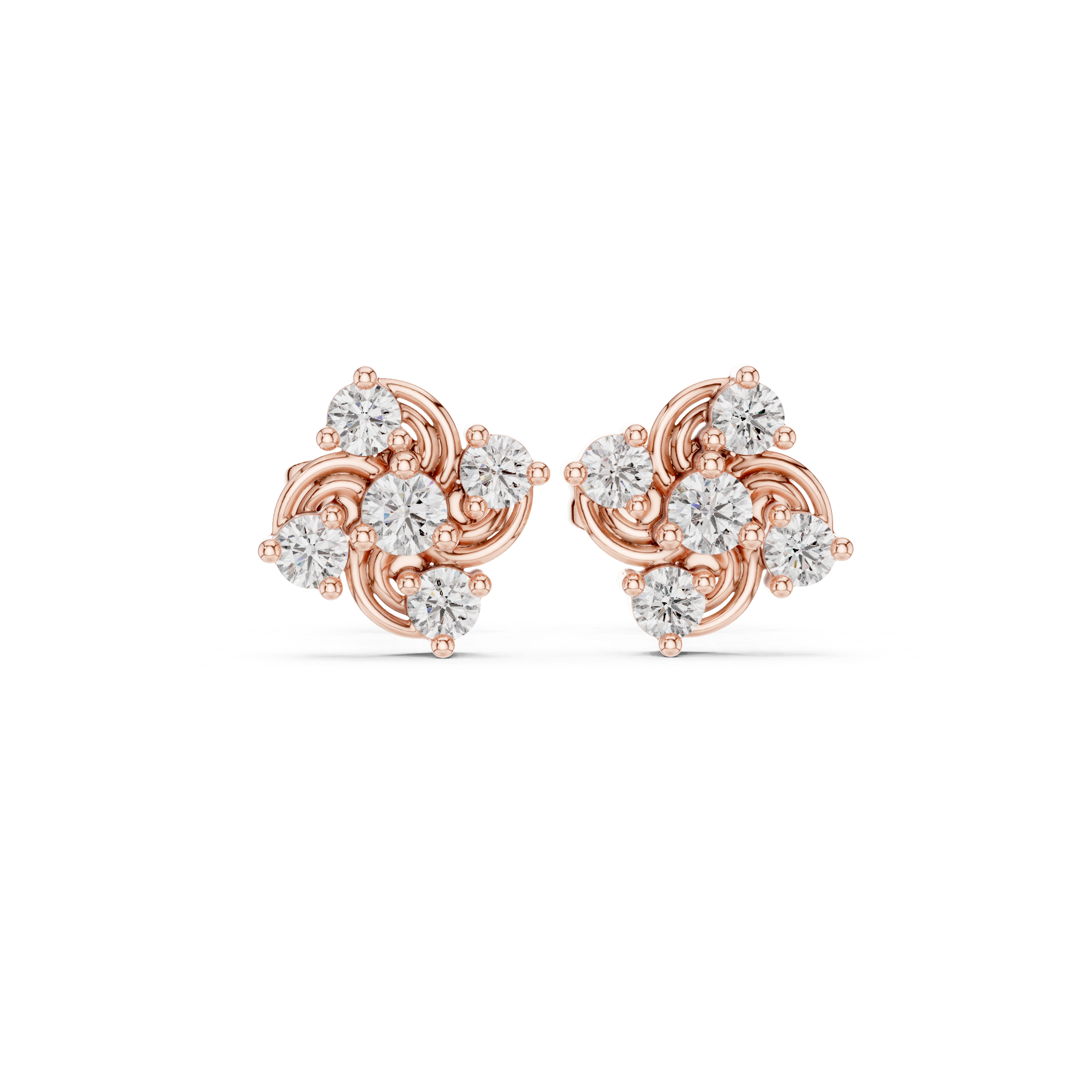 Geometric cluster Diamond Stud Earrings.