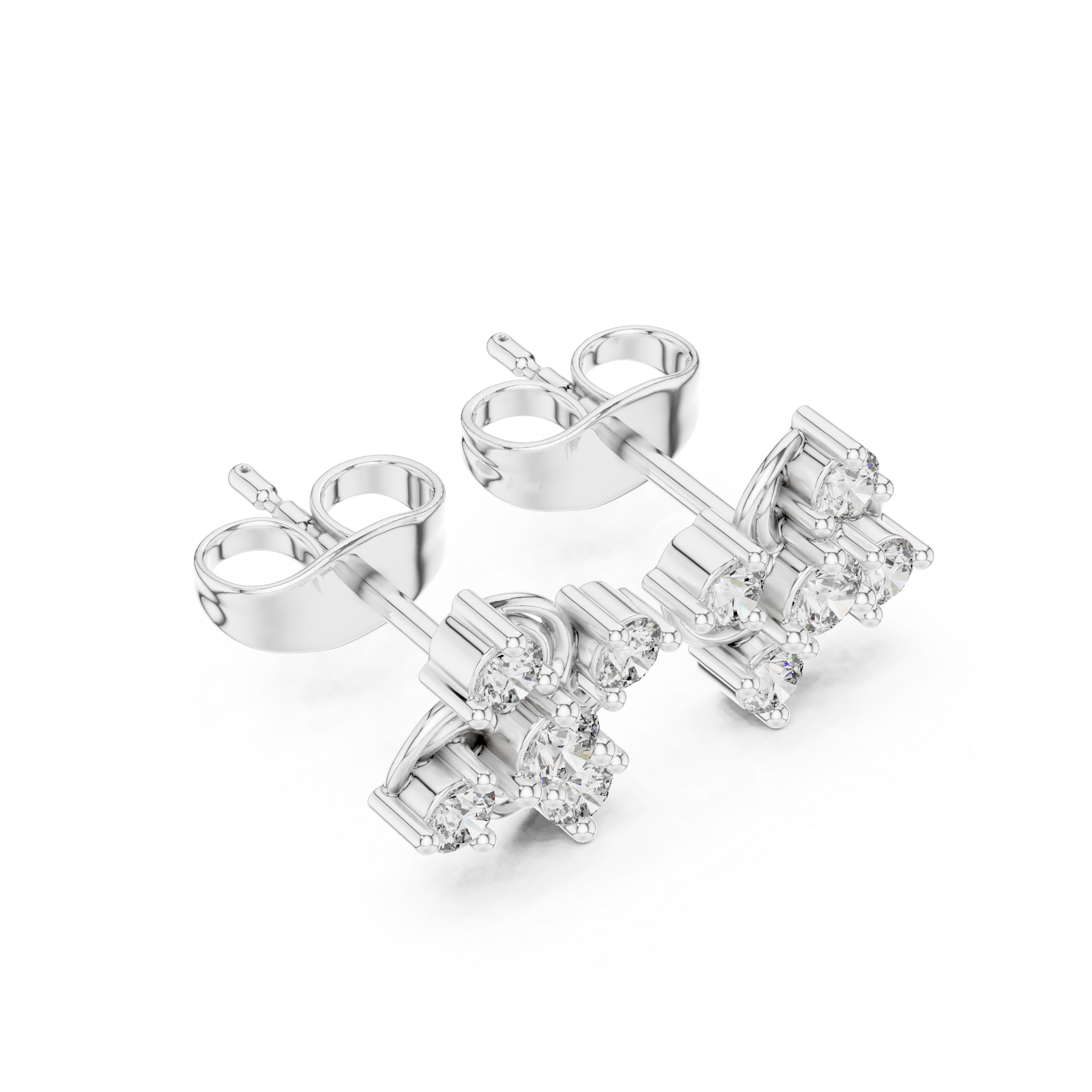 Geometric cluster Diamond Stud Earrings.