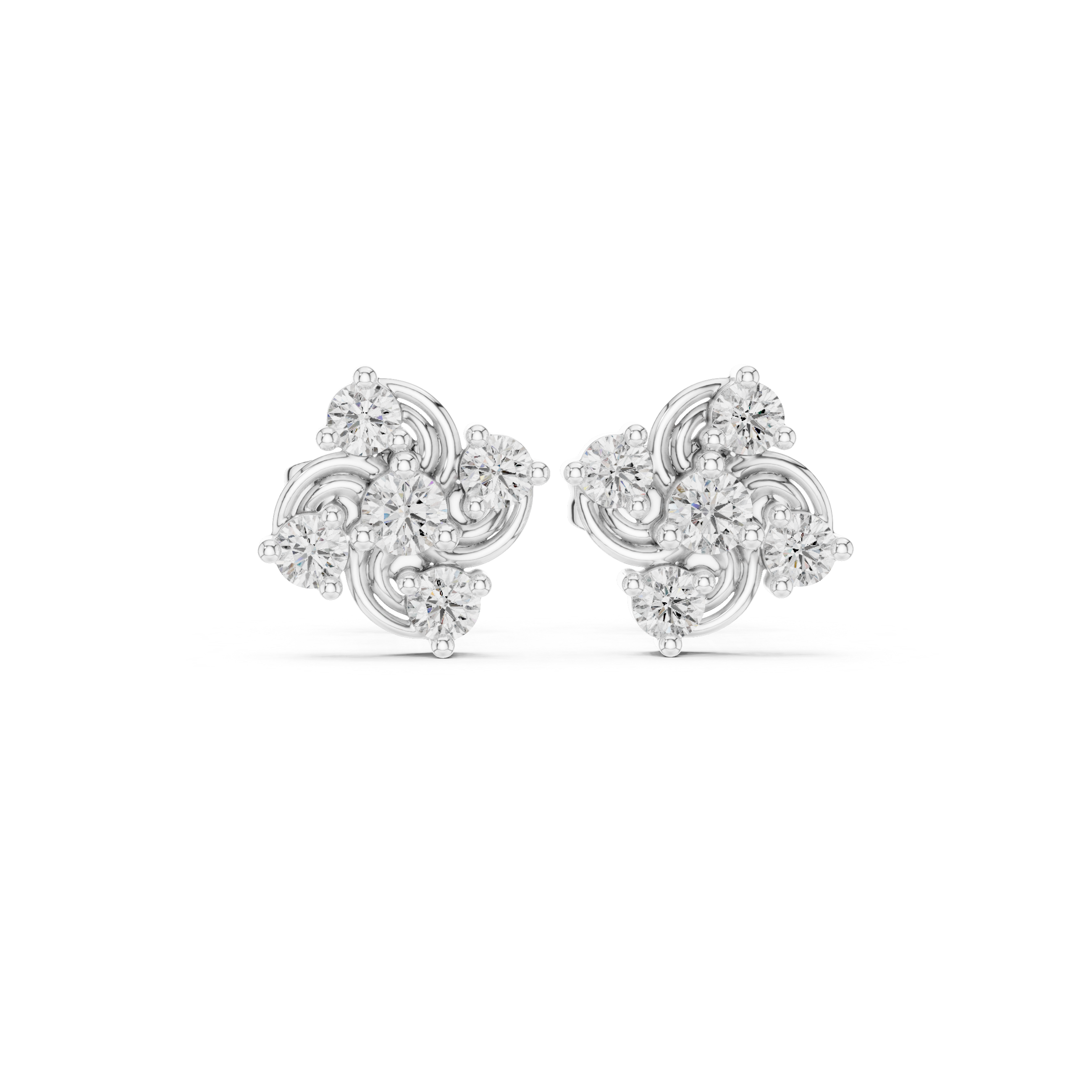 Geometric cluster Diamond Stud Earrings.