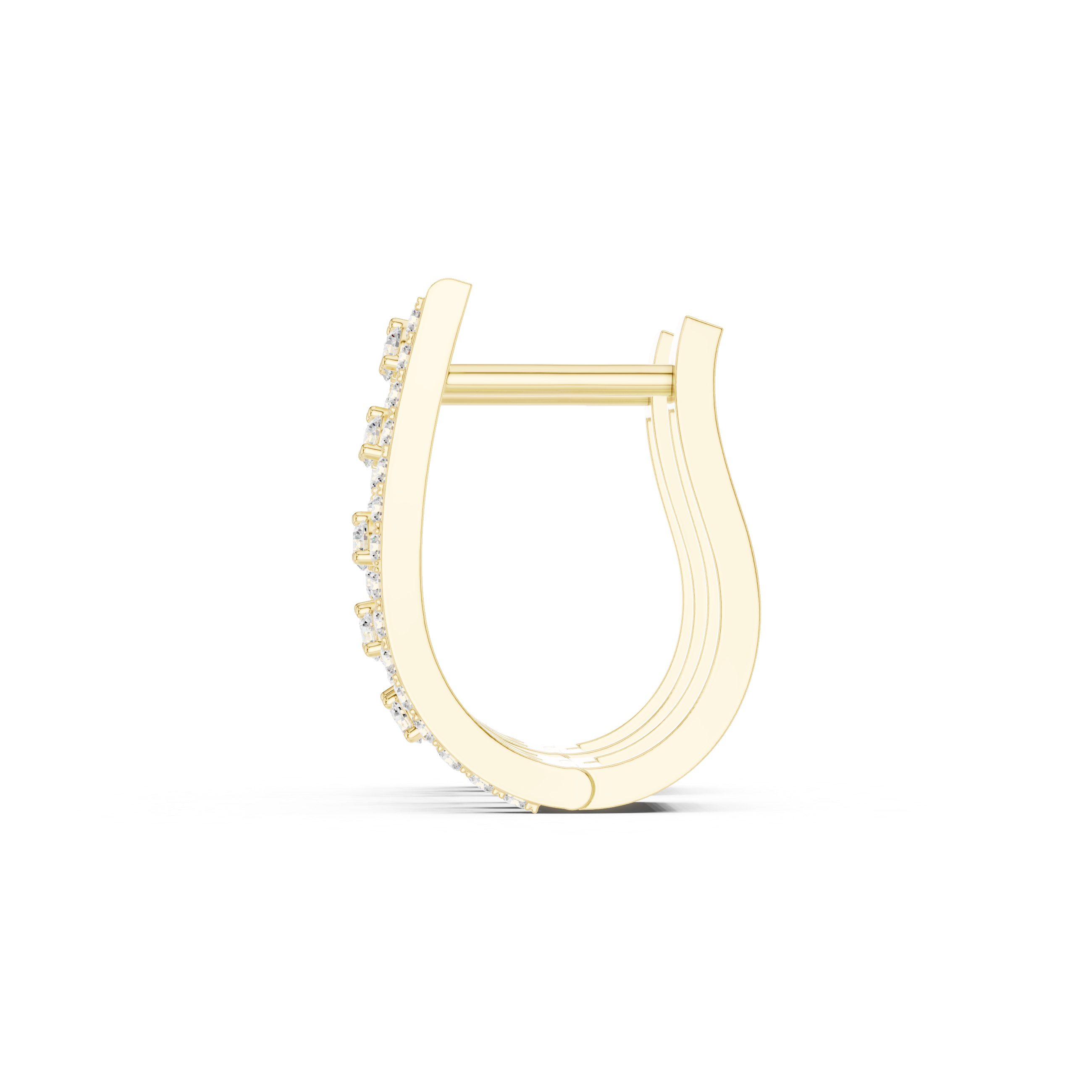 Diamond Hoop Earrings with Triple Row Design