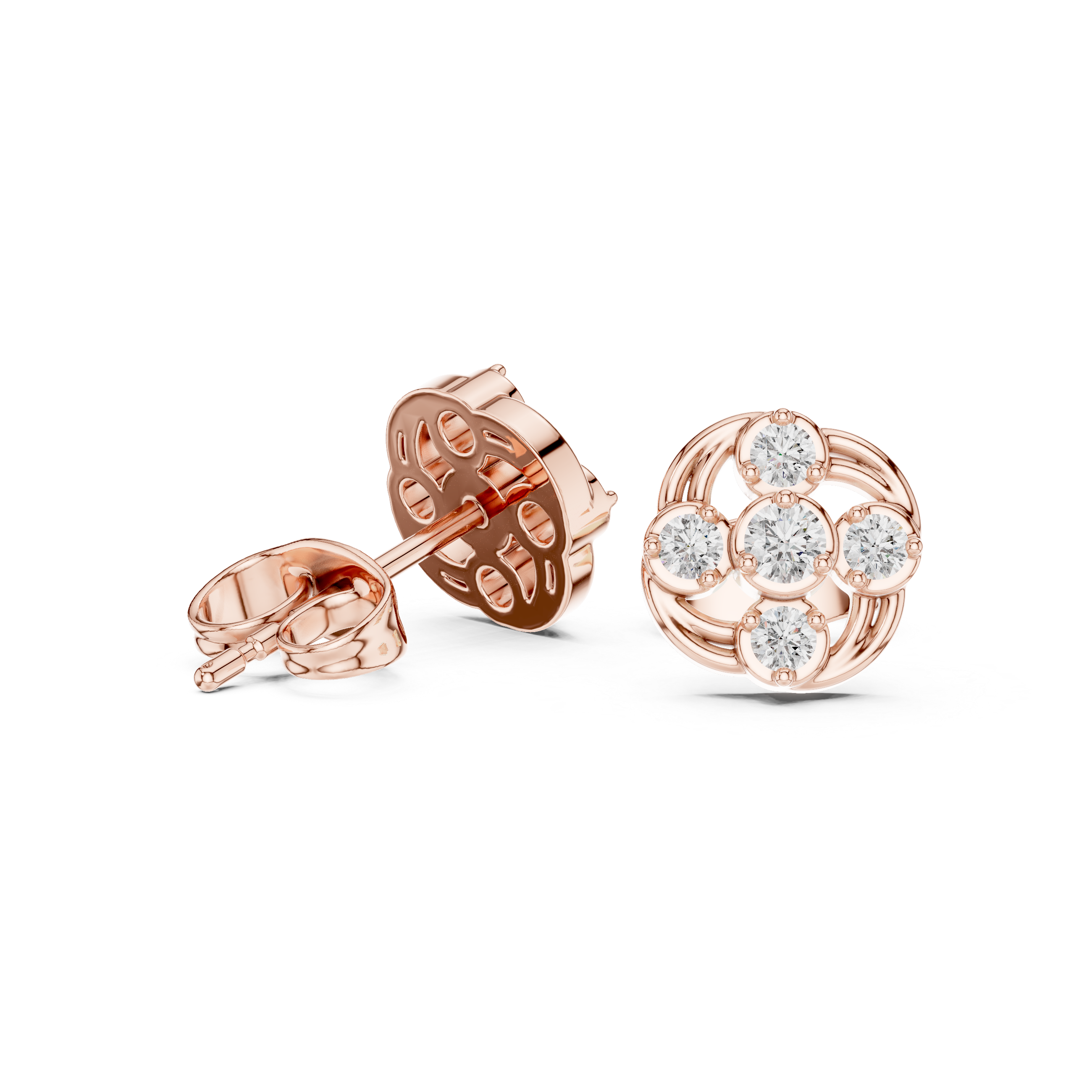 Classic cluster Diamond Stud Earrings.