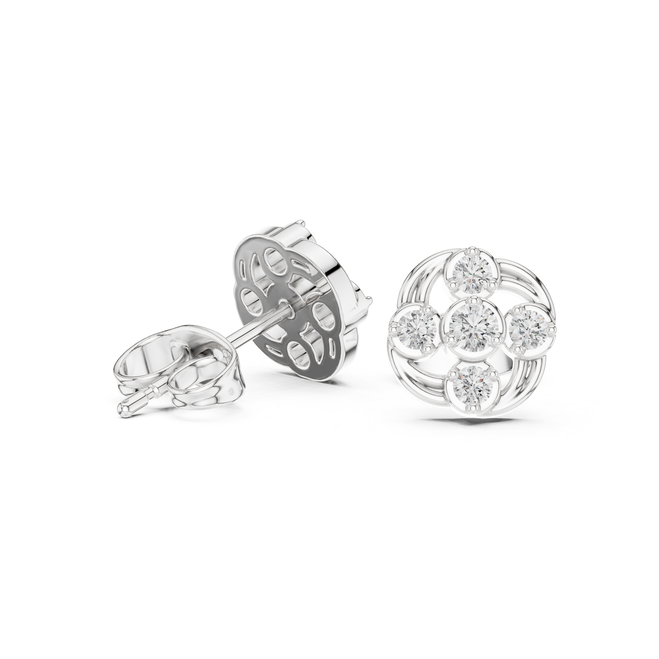 Classic cluster Diamond Stud Earrings.