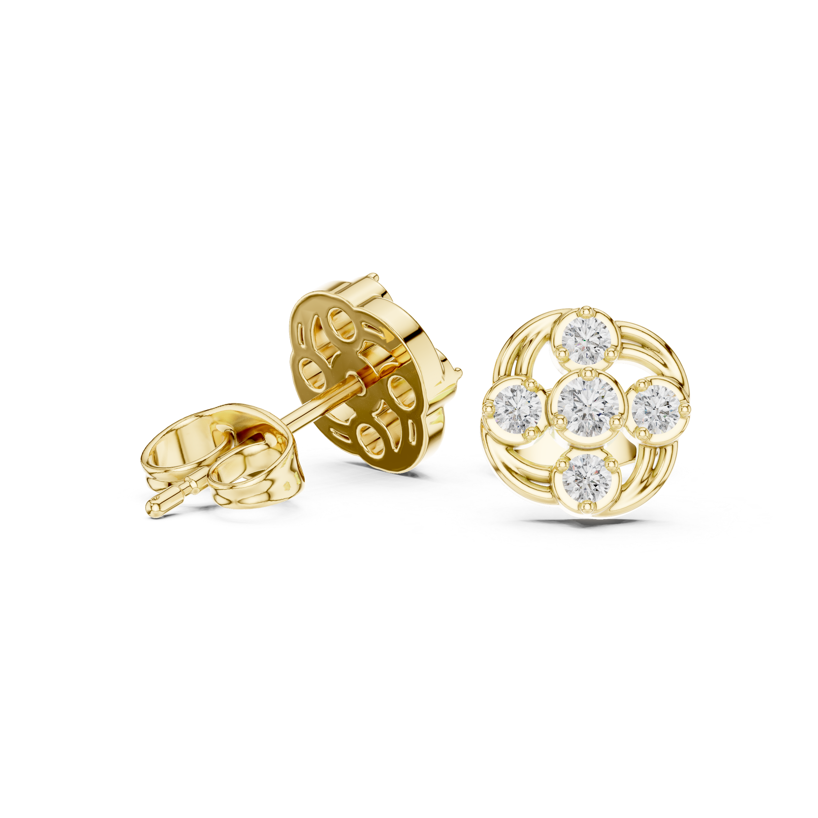Classic cluster Diamond Stud Earrings.
