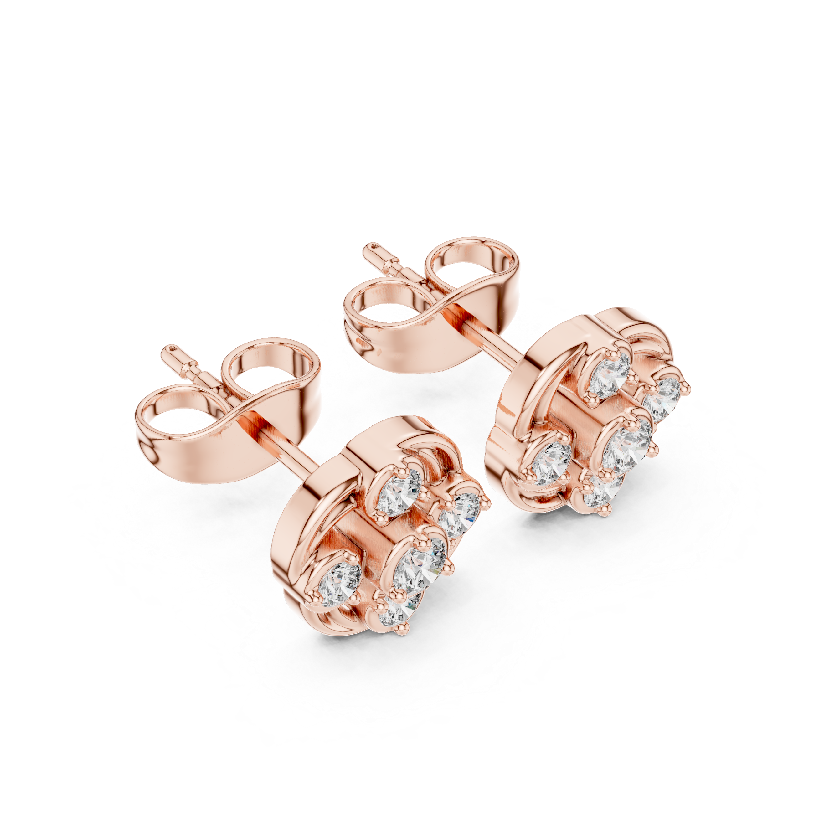 Classic cluster Diamond Stud Earrings.
