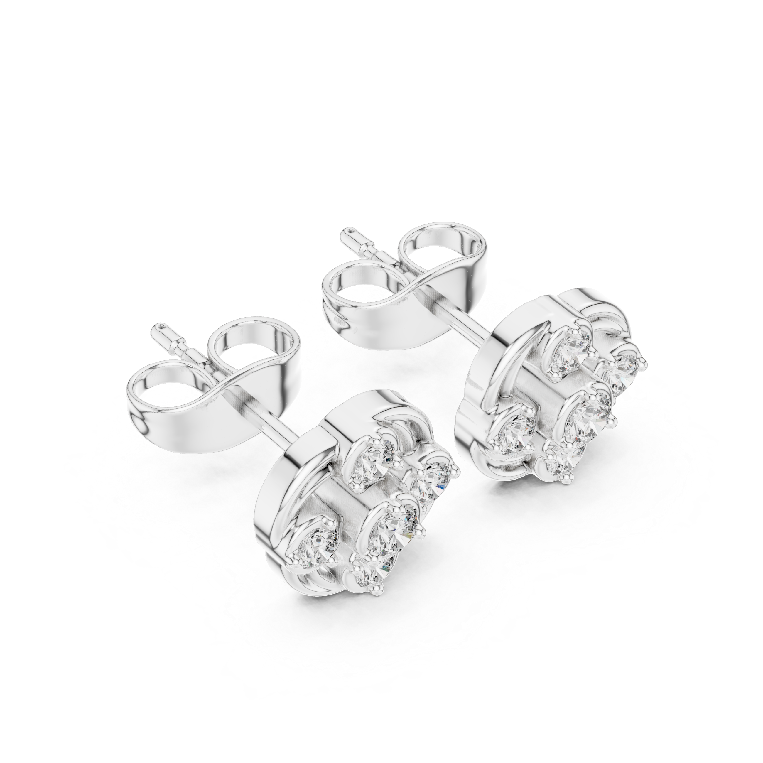 Classic cluster Diamond Stud Earrings.