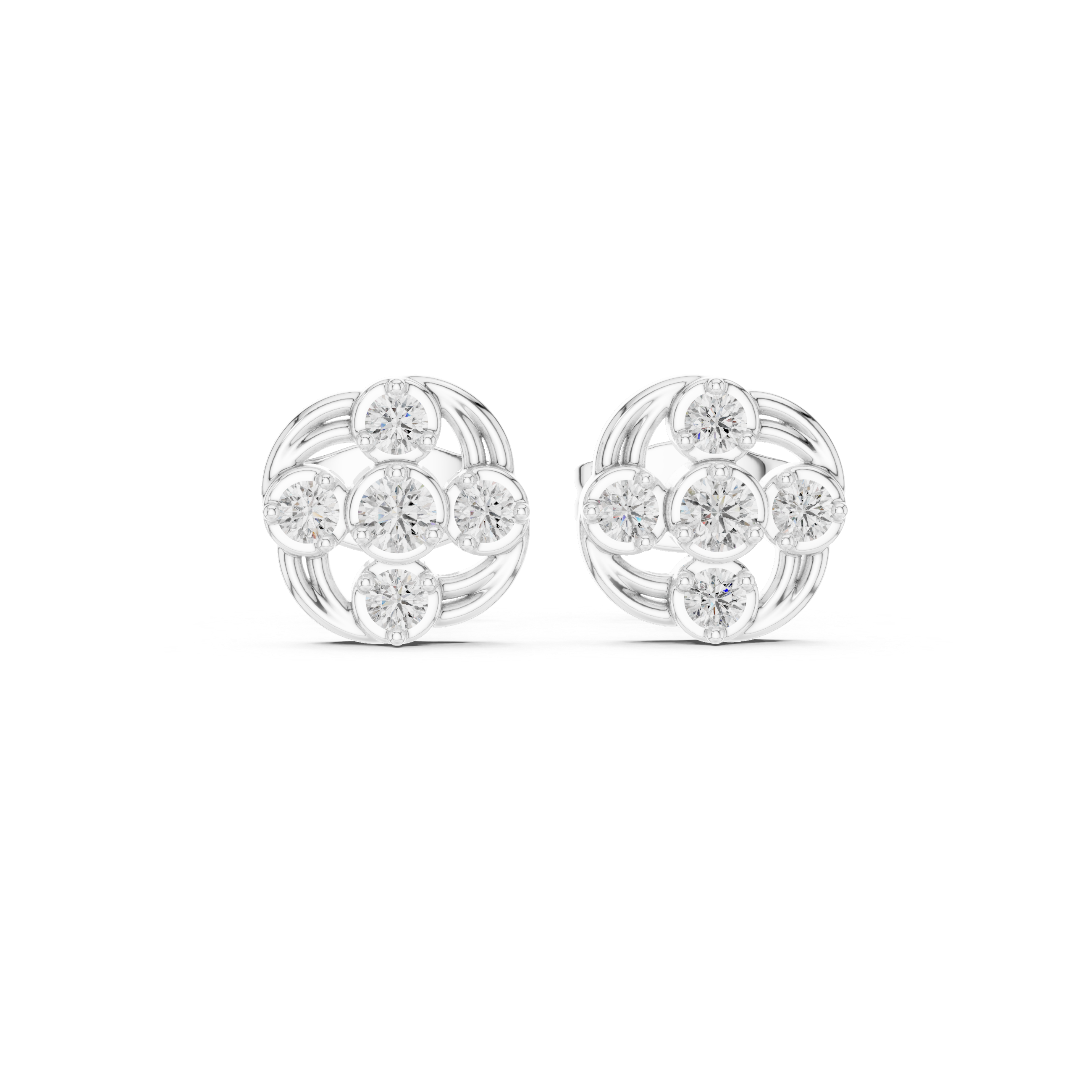 Classic cluster Diamond Stud Earrings.
