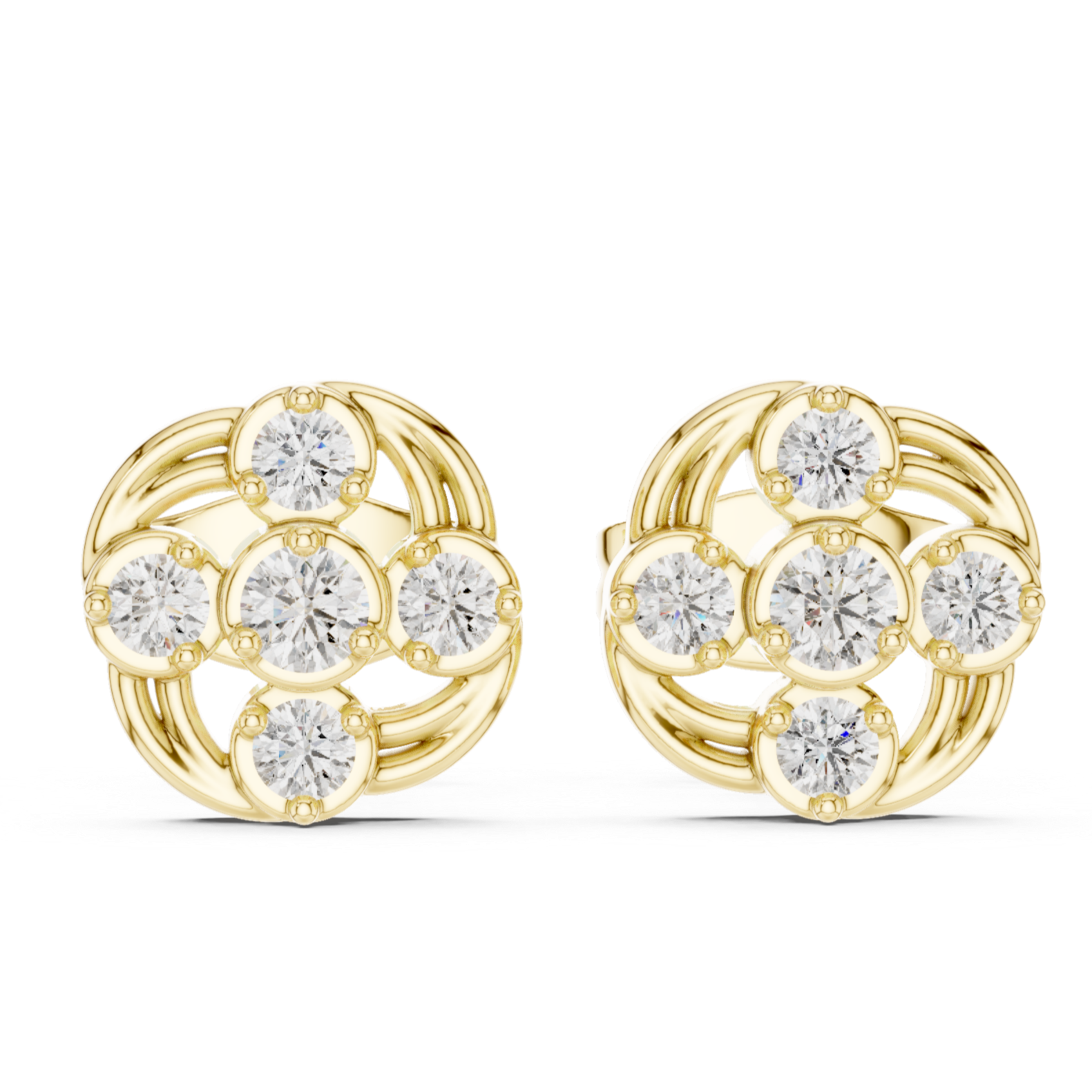 Classic cluster Diamond Stud Earrings.