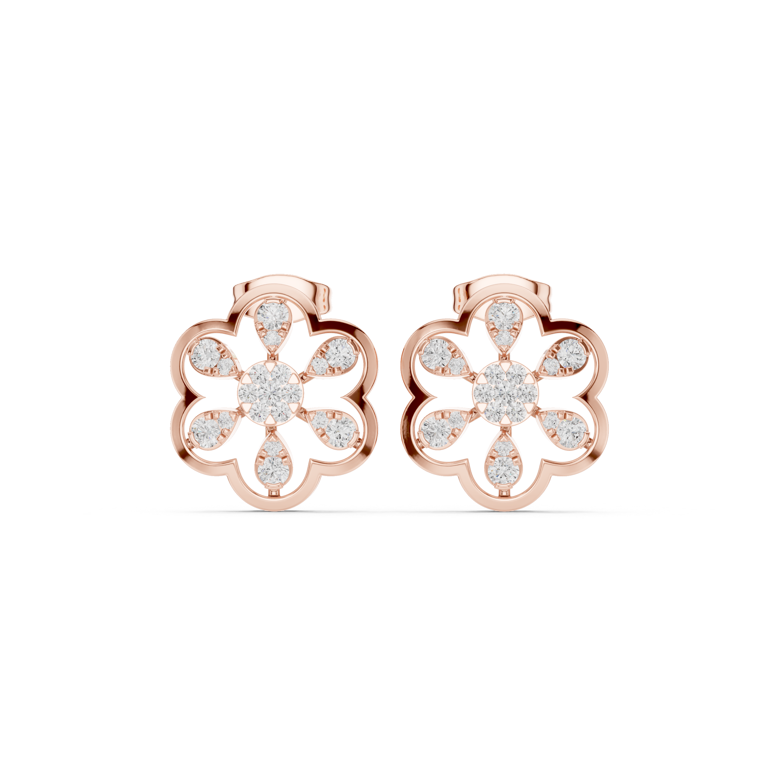 Floral Earrings with Diamond Petal Accents