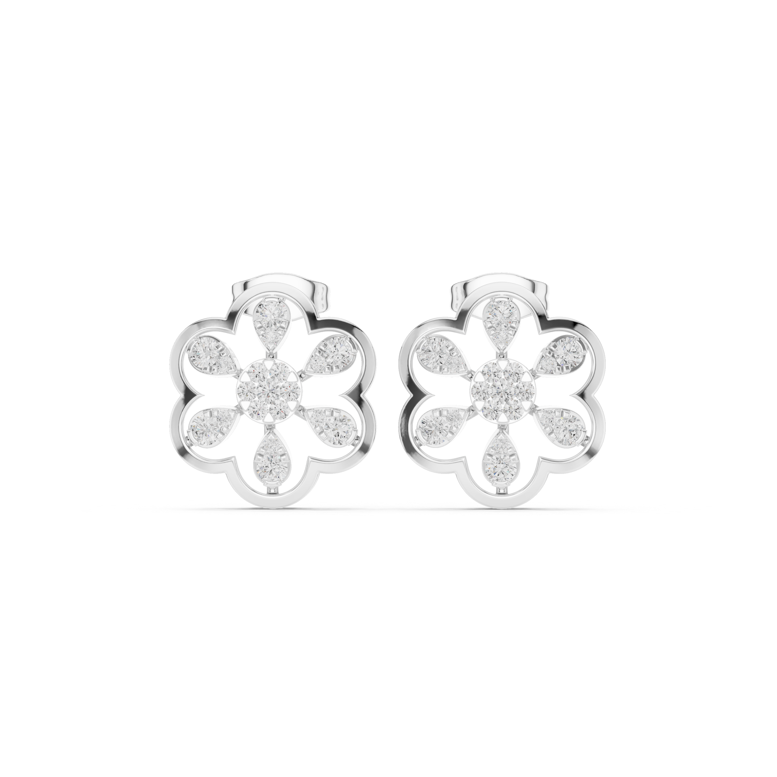 Floral Earrings with Diamond Petal Accents