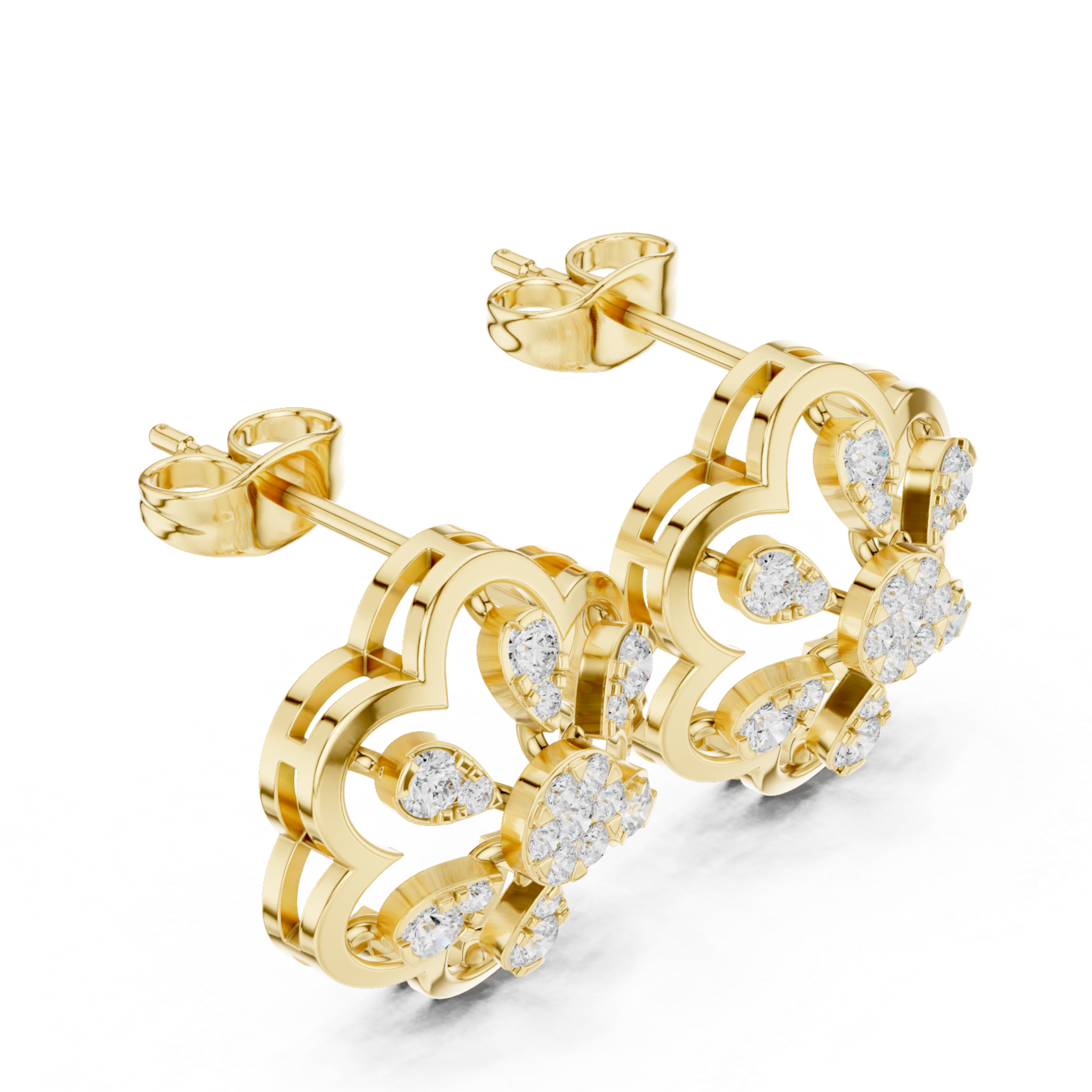 Floral Earrings with Diamond Petal Accents
