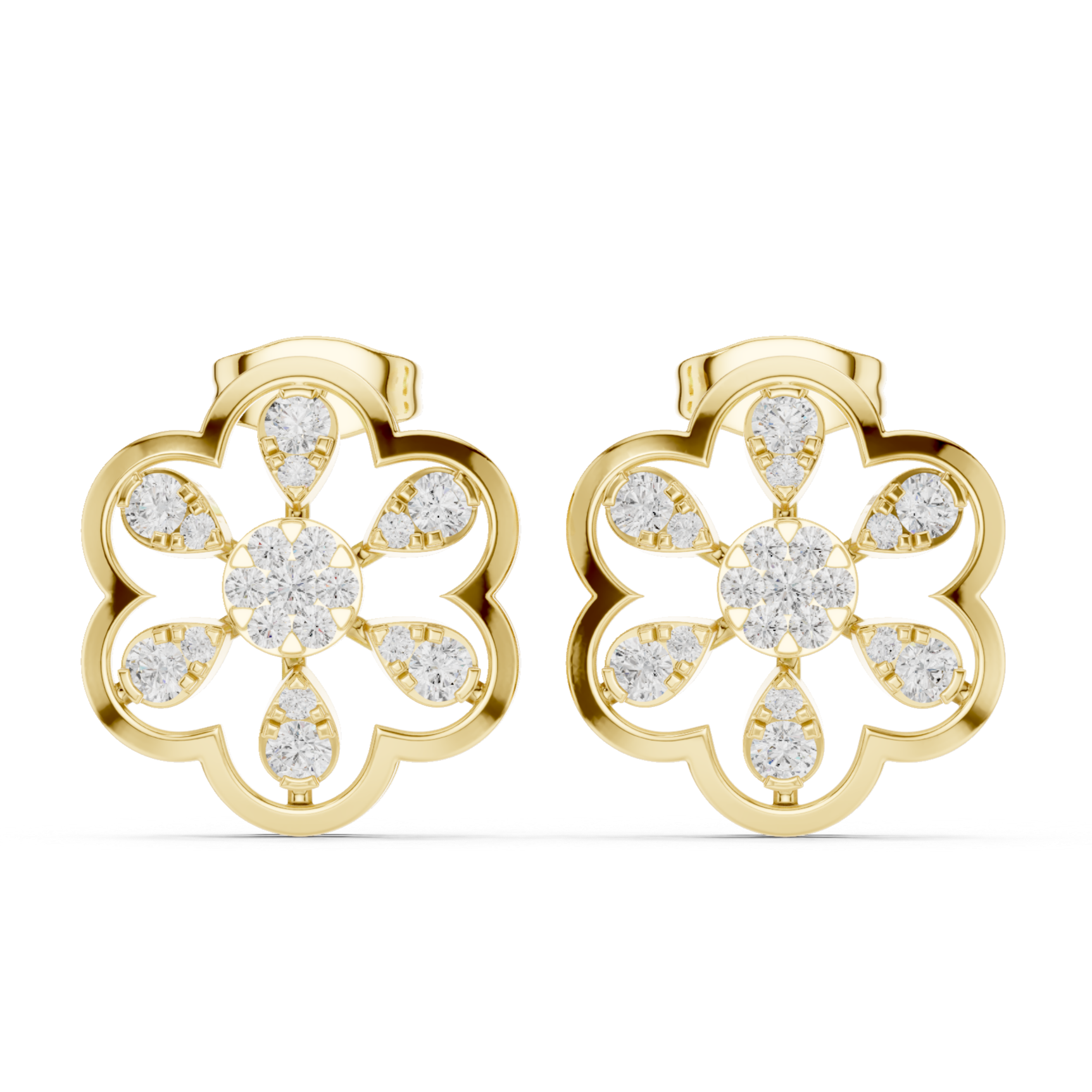Floral Earrings with Diamond Petal Accents
