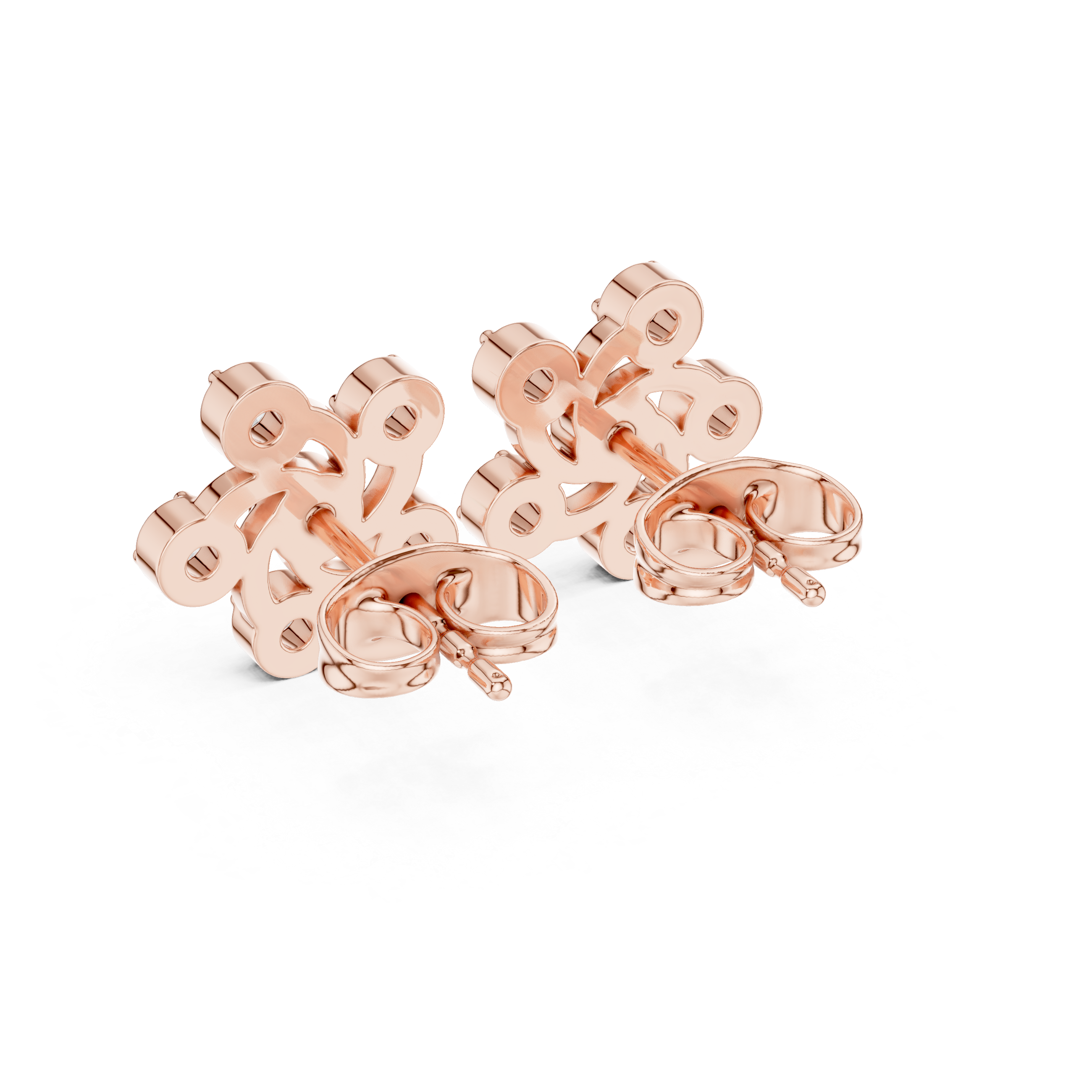 cluster Diamond Stud Earrings with Raised Settings.